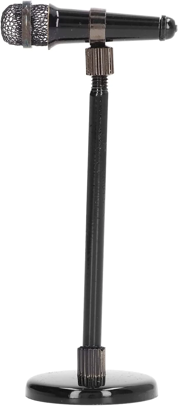 تزئین میکروفون، میکروفون مینیاتوری مسی واقعی، تزئین نمایش سایز مینی برای دکوراسیون منزل (مشکی)