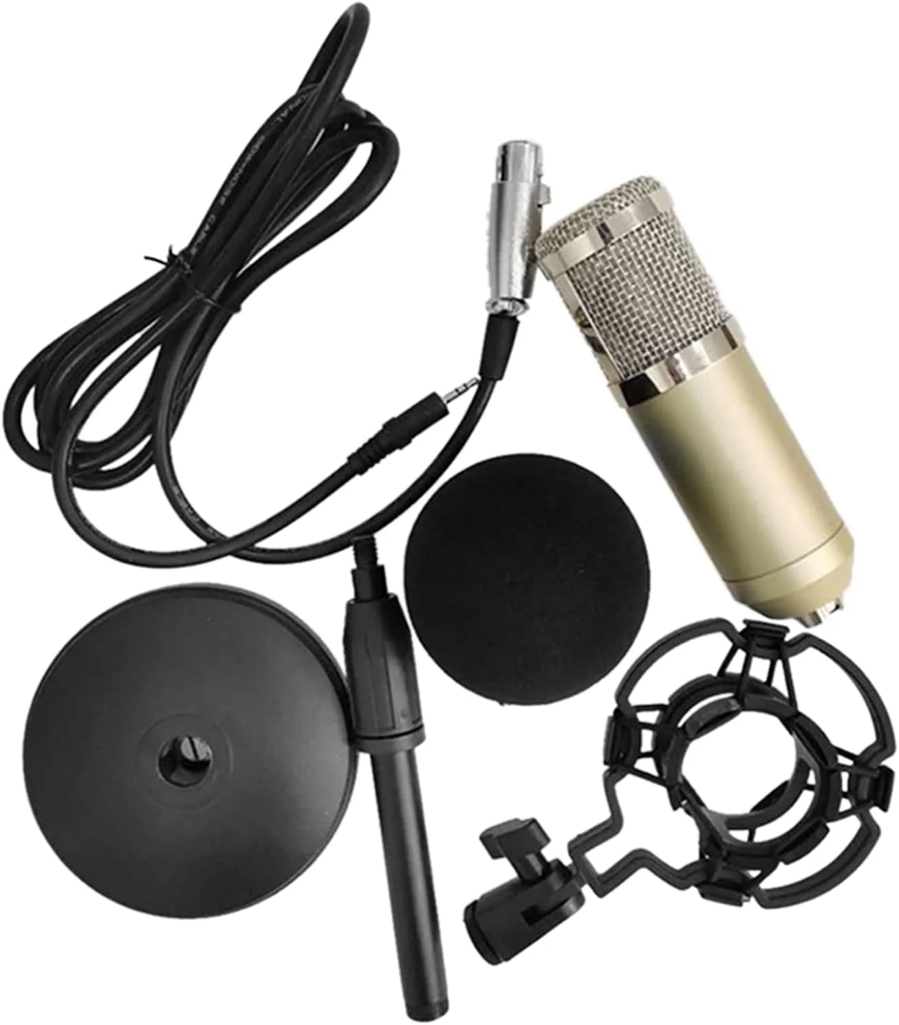 میکروفون کاندنسر BM-800، میکروفون قابل حمل با حساسیت بالا و نویز کم به همراه پایه دایره ای برای کامپیوتر، موبایل، استودیو، پخش زنده و ضبط صدا