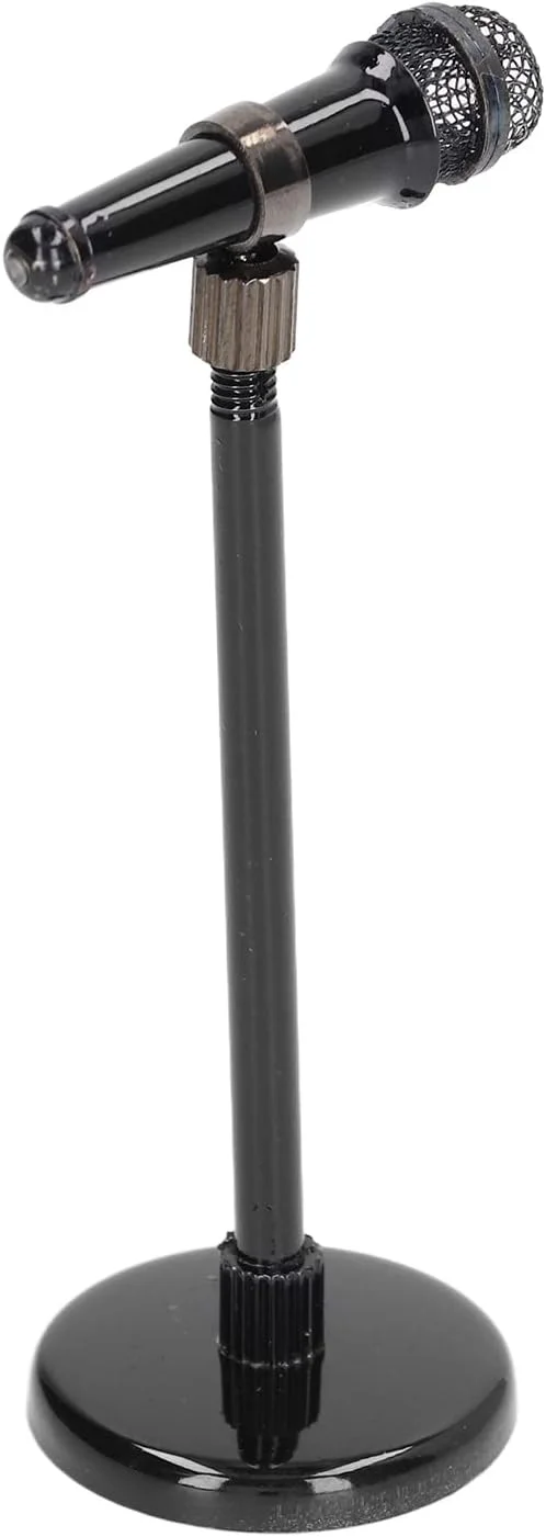 تزئین میکروفون، میکروفون مینیاتوری مسی واقعی، تزئین نمایش سایز مینی برای دکوراسیون منزل (مشکی)