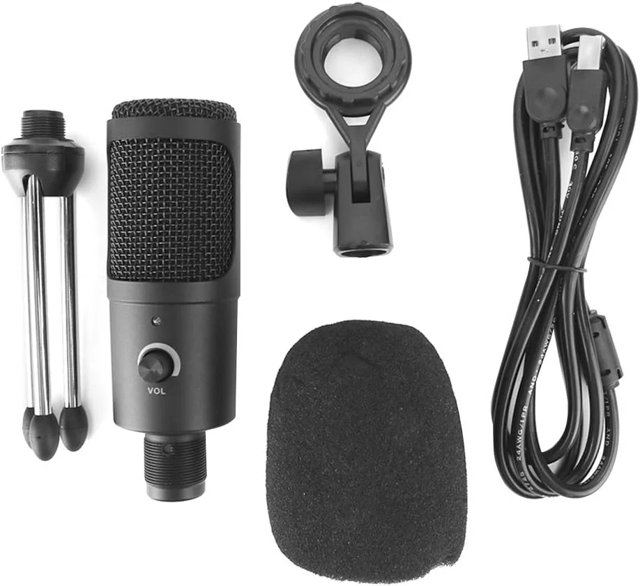 میکروفون USB، میکروفون ضبط کاندنسر دیافراگم بزرگ برای ضبط استودیویی وکال، استریمینگ، پخش زنده، میکروفون استودیویی ضبط کامپیوتر