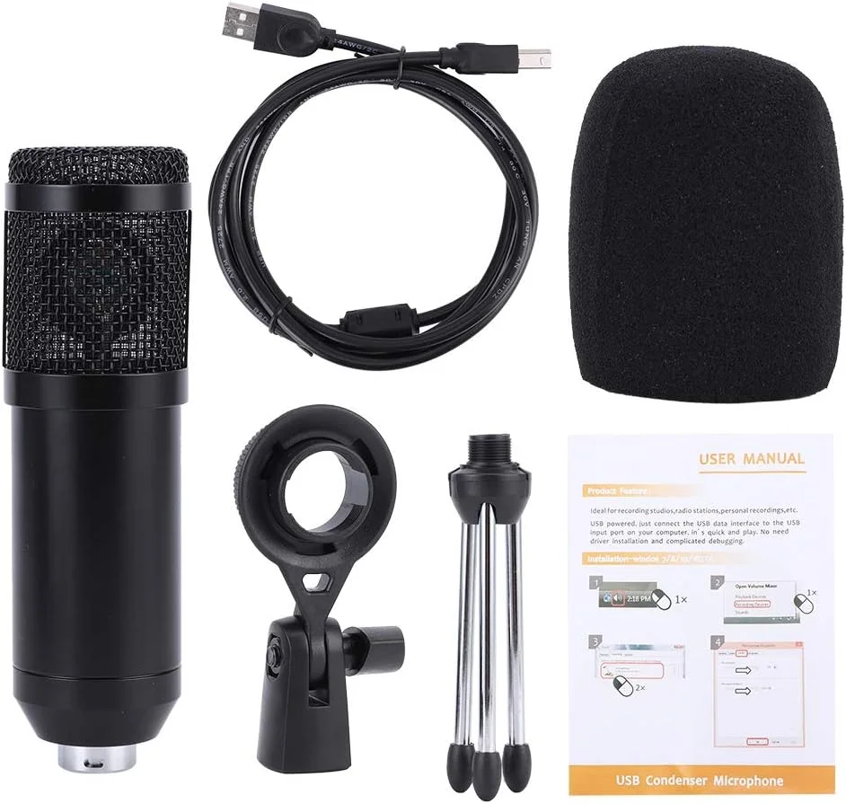 میکروفون زنده، میکروفون USB کندانسور، فلزی بادوام و کاربردی همه جهته حرفه ای برای بازی، آواز و ابزار مردانه و زنانه