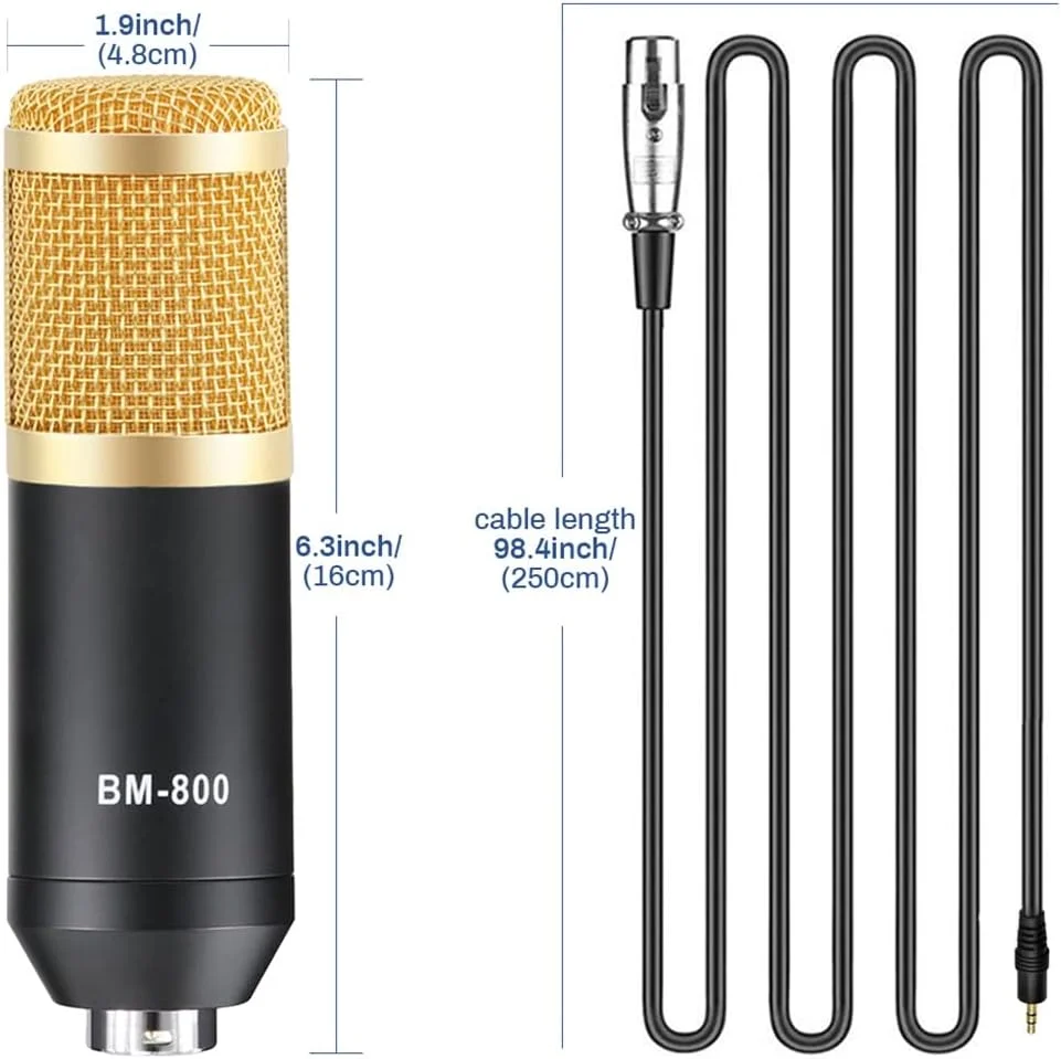کیت کارت صدای استودیویی میکروفون BM 800 میکروفون کاندنسر پادکست استریمینگ ضبط بازی (رنگ: نقره ای، اندازه: 4.8 * 16 سانتی متر) کیت کارت صدای استودیویی میکروفون BM 800 میکروفون کاندنسر پادکست استریمینگ ضبط بازی (رنگ: نقره ای، اندازه: 4.8 * 16 سانتی متر)