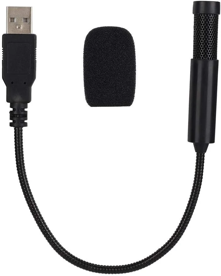 میکروفون سیم دار دوگانه کندانسور گردن غازی مینی ضبط میکروفون کندانسور رابط USB با پنبه ضد اسپری و دستورالعمل