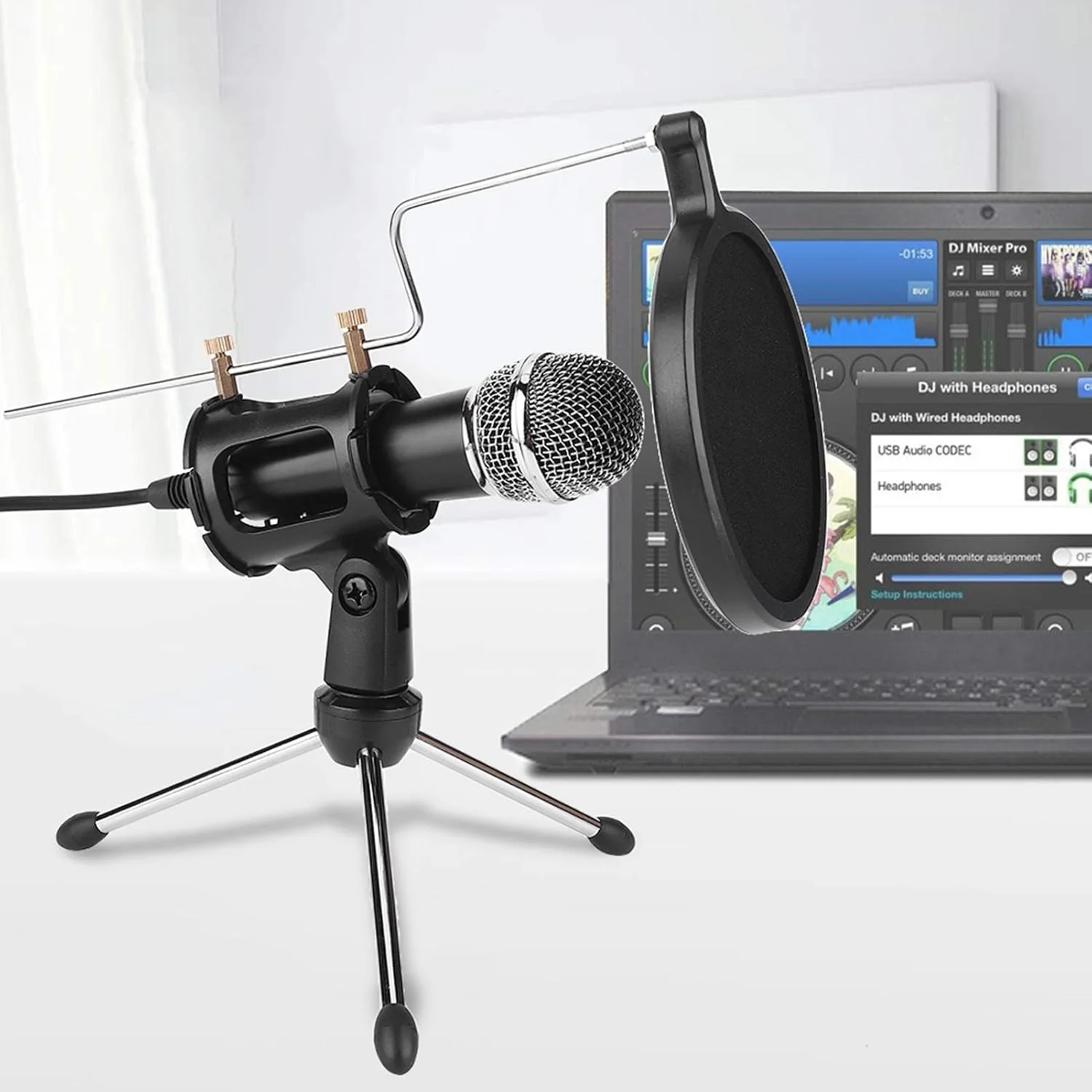 میکروفون متراکم استودیویی کارائوکه برای ضبط صدا با کامپیوتر/تلفن همراه