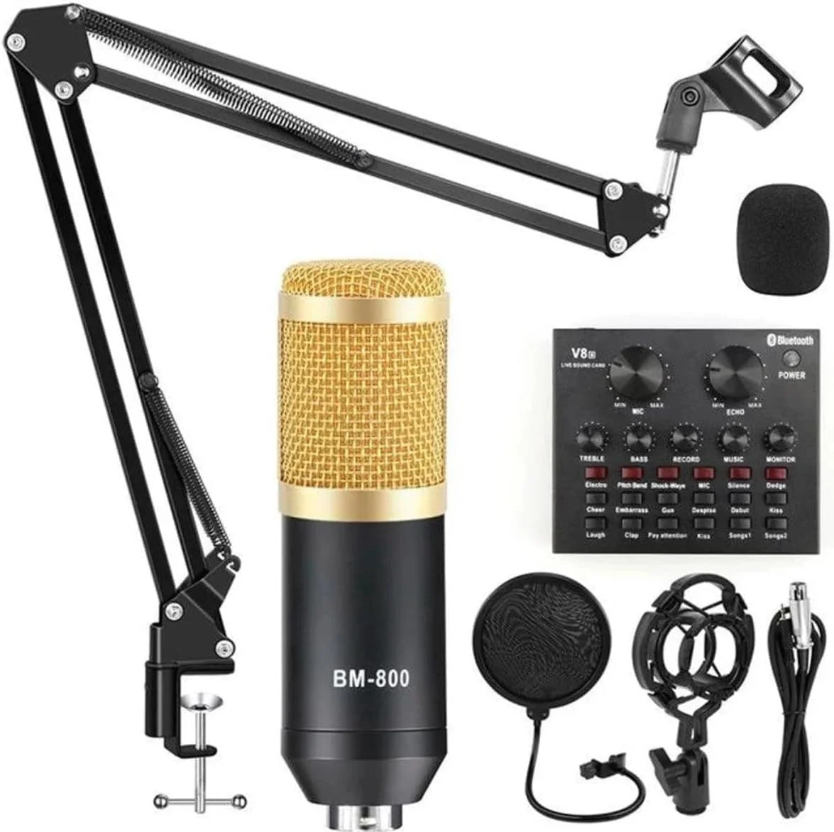 مجموعه میکروفون با کارت صدای V8 برای پخش زنده، پادکست، ضبط استودیویی - کیت میکروفون BM-800، بازوی قابل تنظیم، پاپ فیلتر، اتصال USB و استفاده آسان برای کامپیوتر، تلفن های هوشمند، یوتیوب و بازی مجموعه میکروفون با کارت صدای V8 برای پخش زنده، پادکست، ضبط استودیویی - کیت میکروفون BM-800، بازوی قابل تنظیم، پاپ فیلتر، اتصال USB و استفاده آسان برای کامپیوتر، تلفن های هوشمند، یوتیوب و بازی