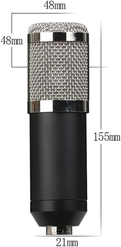 کیت میکروفون کاندنسر BM-800 با بازوی قیچی تعلیق قابل تنظیم، لرزه گیر فلزی و فیلتر پاپ دولایه برای ضبط استودیویی و پخش (مشکی + طلایی)