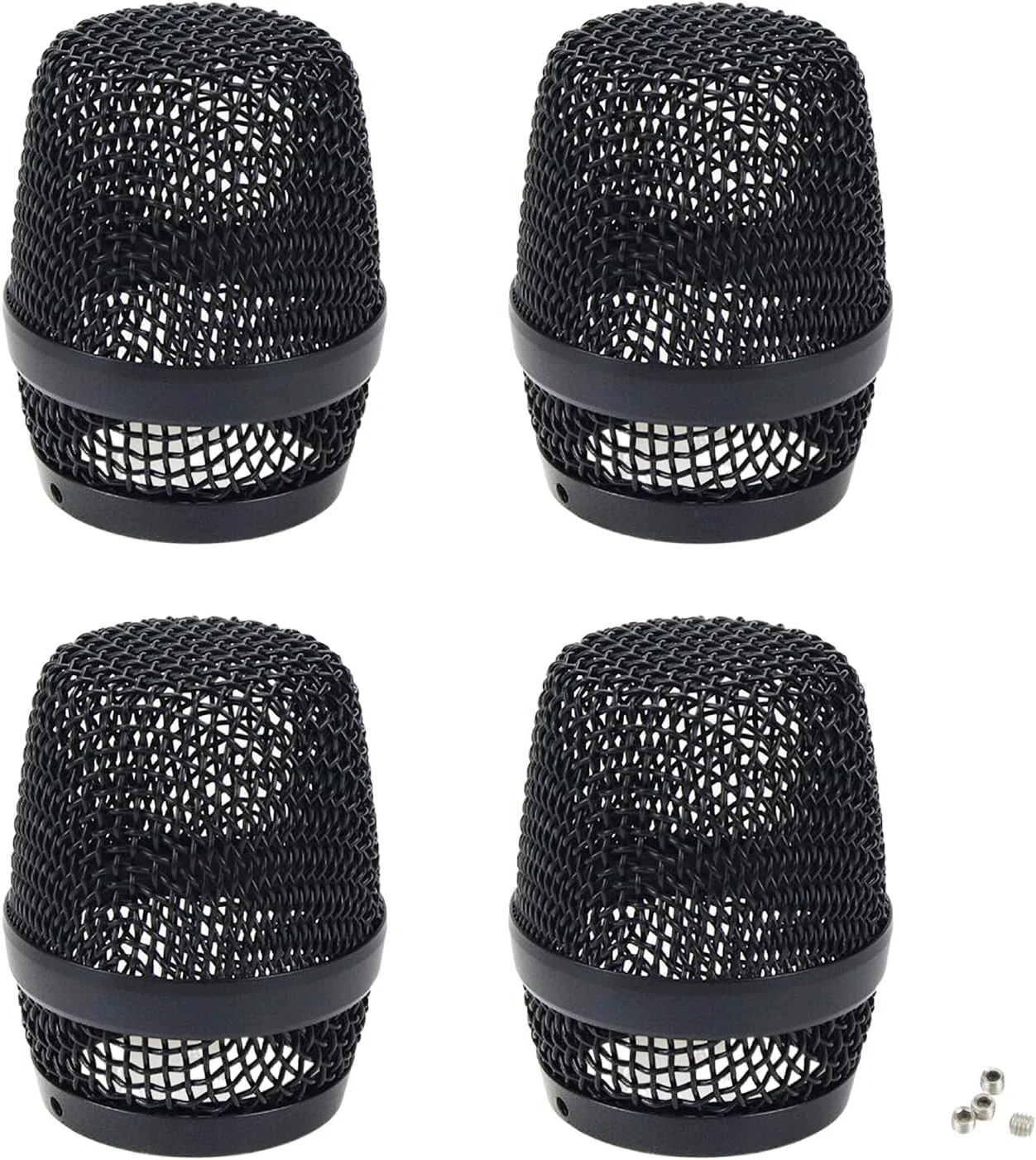مجموعه ۴ عددی توری محافظ میکروفون با سر توپی مناسب برای میکروفون های بی سیم Baier BBS و میکروفون های سیمی (مشکی)