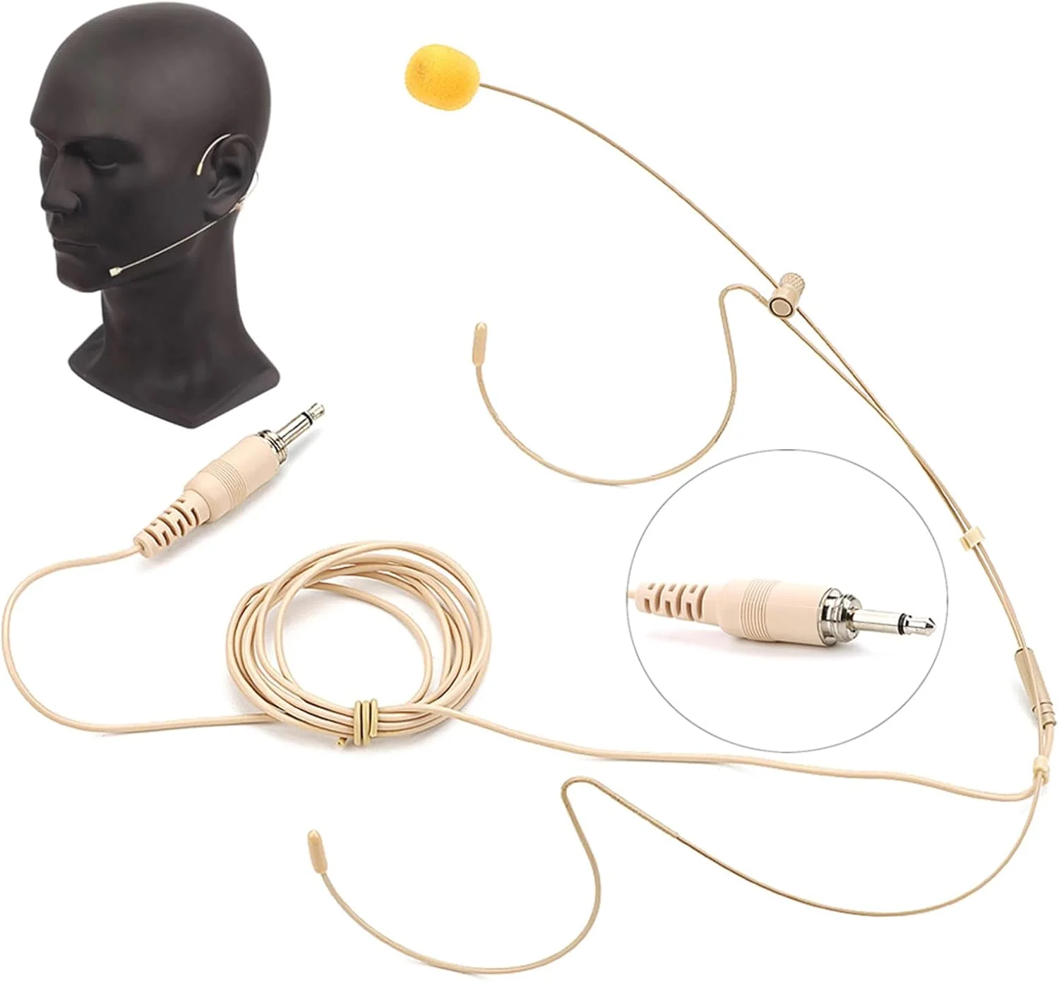 میکروفون هدست، میکروفون کندانسور آویز گوشی دو گوش با پلاگین قفل پیچی 3.5 میلی متری، استفاده آسان