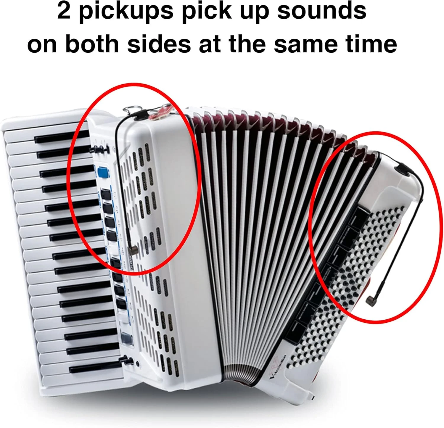 پیکاپ آکاردئون پیانویی AT-20 با میکروفون گردن غازی، گیرنده و فرستنده بی‌سیم سیستم میکروفون طراحی شده برای آکاردئون
