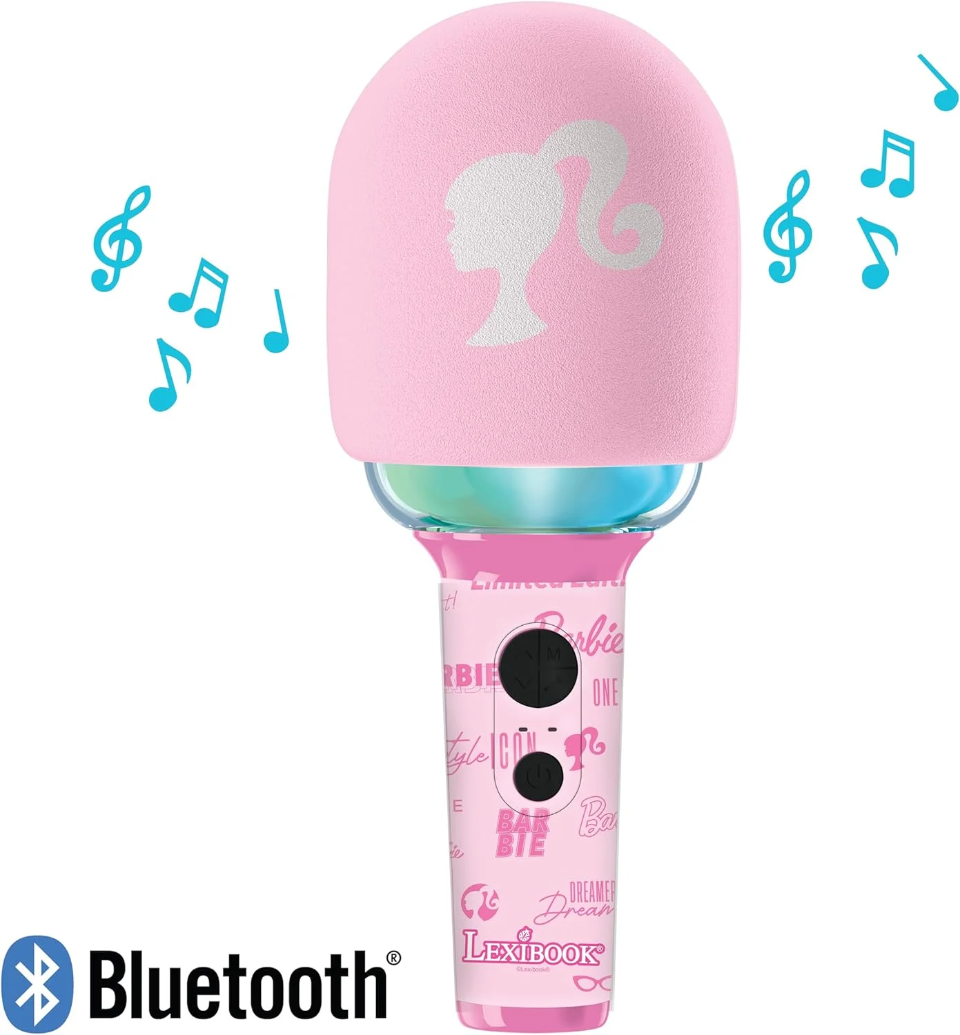 میکروفون بی‌سیم لکسی بوک، باربی، با بلندگو و چراغ، 4 تغییر دهنده صدا، جلوه‌های نوری چند رنگ، باتری قابل شارژ، MIC280BB