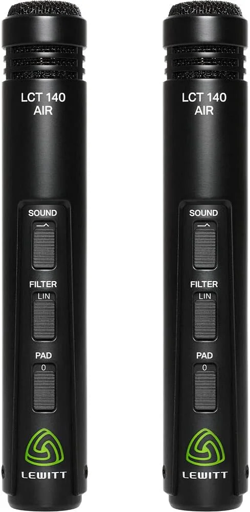 میکروفون استریو جفتی خازنی ساز Lewitt LCT 140 AIR با دیافراگم کوچک (جفت منطبق) به همراه 2 عدد پایه میکروفون سه پایه و 2 عدد کابل XLR-XLR