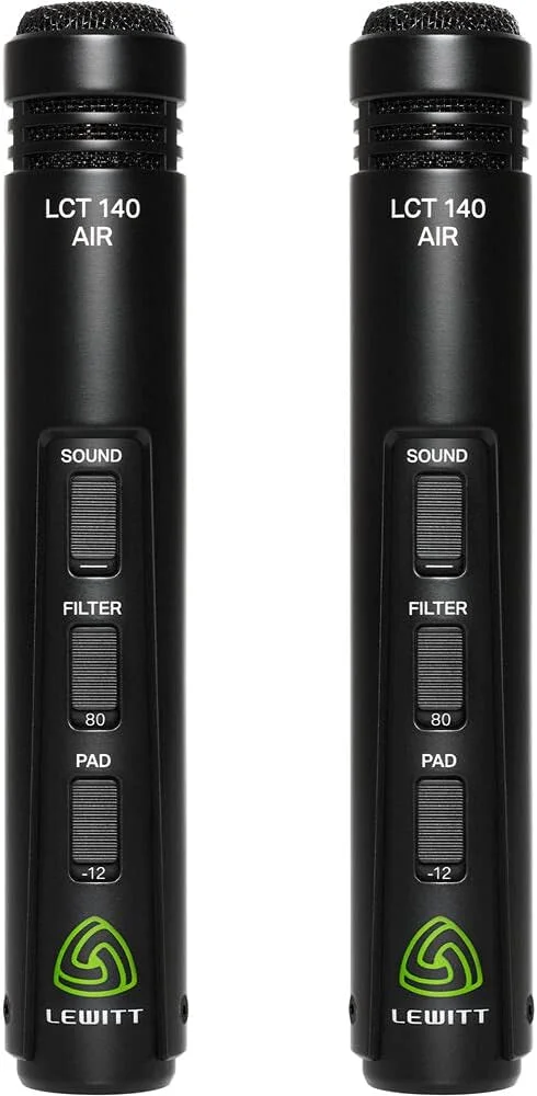میکروفون استریو جفتی خازنی ساز Lewitt LCT 140 AIR با دیافراگم کوچک (جفت منطبق) به همراه 2 عدد پایه میکروفون سه پایه و 2 عدد کابل XLR-XLR