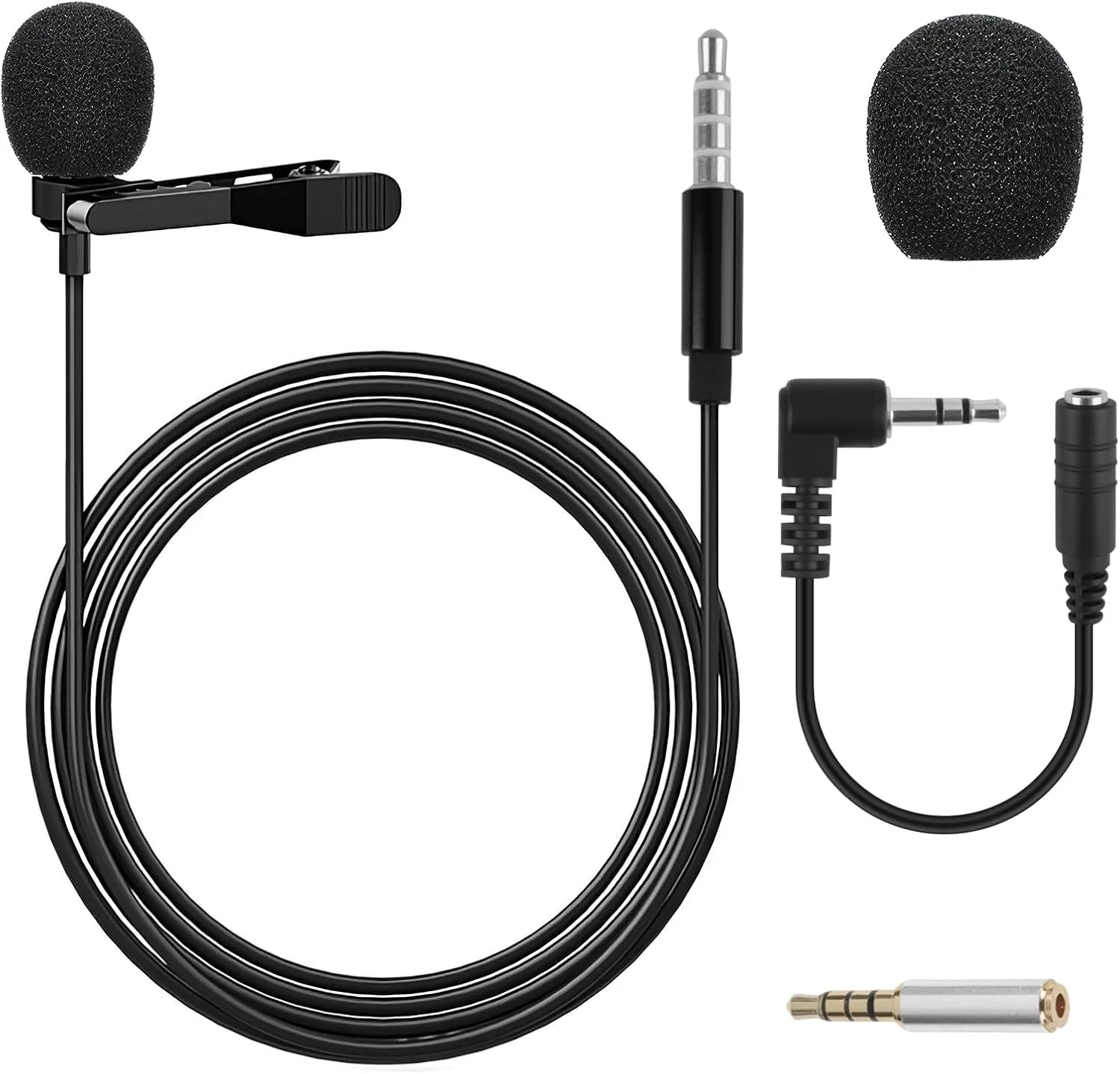 میکروفون یقه‌ای گیره‌ای - میکروفون یقه‌ای همه جهته با کیفیت حرفه‌ای با جک 3.5 میلی‌متری - ضبط کننده صدای کوچک برای مصاحبه، پادکست، دوربین، تلفن، لپ‌تاپ