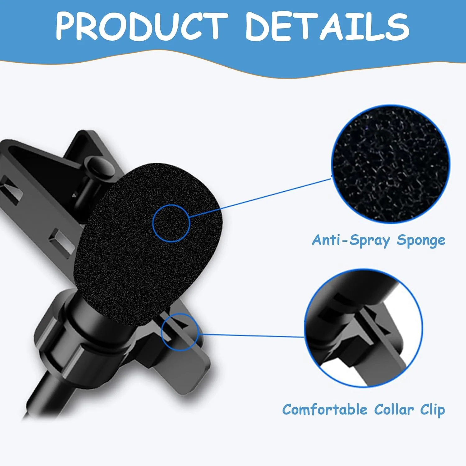 میکروفون یقه‌ای، میکروفون کندانسور اومنی‌دایرکشنال گیره‌ای با آداپتور Type-C و 3.5 میلی‌متری، میکروفون حذف نویز برای تلفن، کامپیوتر، دوربین DSLR، لپ‌تاپ - ایده‌آل برای ضبط، مصاحبه، بازی و پادکست