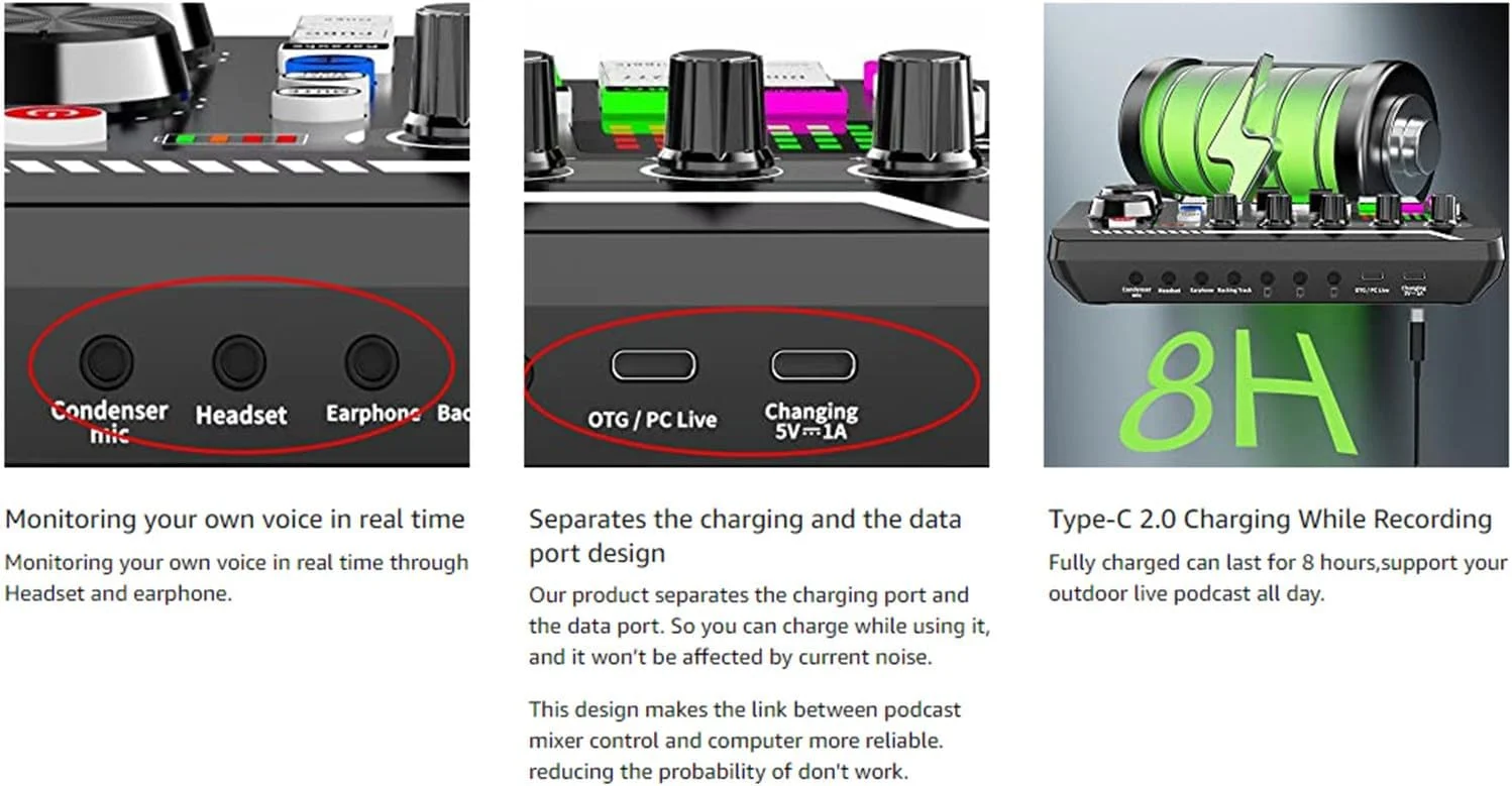 مجموعه میکروفون پادکست Labymos، میکروفون کاندنسر BM-800 با کیت کارت صدای زنده F998، مجموعه تجهیزات پادکست با عملکردهای تغییر صدا و میکسر برای استودیو و پخش زنده کامپیوتر و تلفن هوشمند