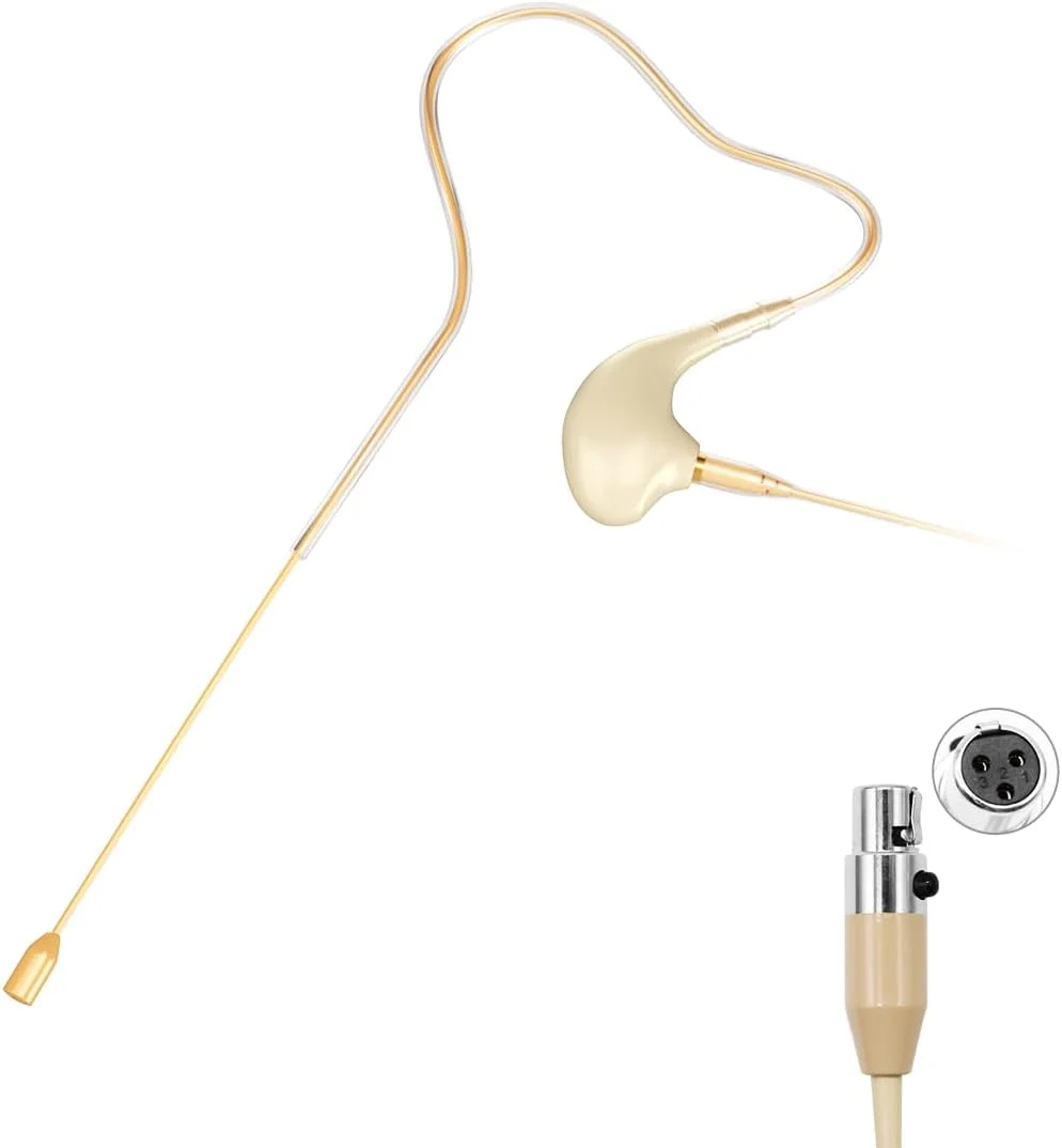 میکروفون خازنی تک گوش KIMAFUN سازگار با فرستنده سیستم بی سیم Bodypack، اتصال Mini XLR TA3F، بژ، HC-830 D3