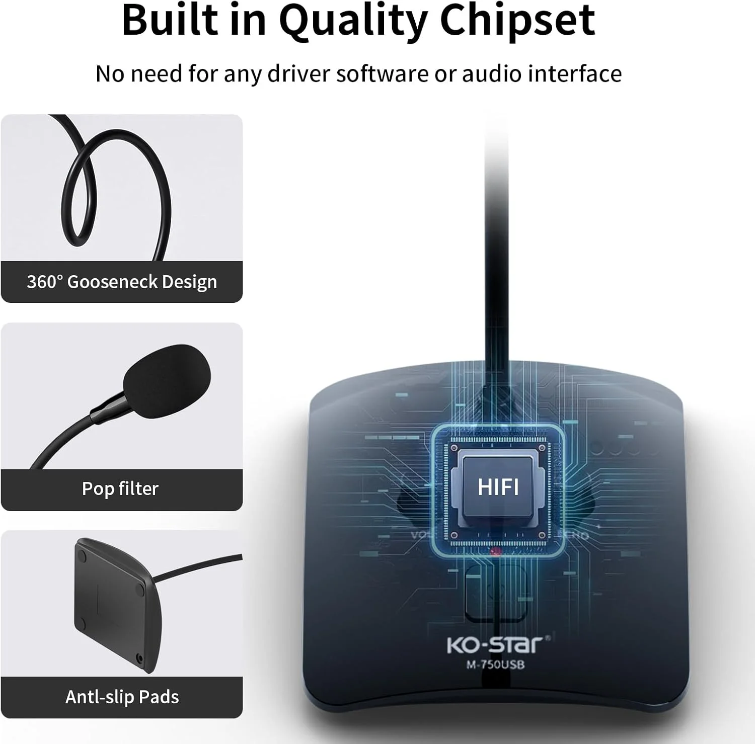 میکروفون ضبط صدا Ko-Star، میکروفون کاندنسر چند جهته پادکست کامپیوتر PC با دکمه قطع صدا و نشانگر LED برای لپ تاپ، مک، PS4 - وکال، پادکست، اسکایپ، یوتیوب، استریم