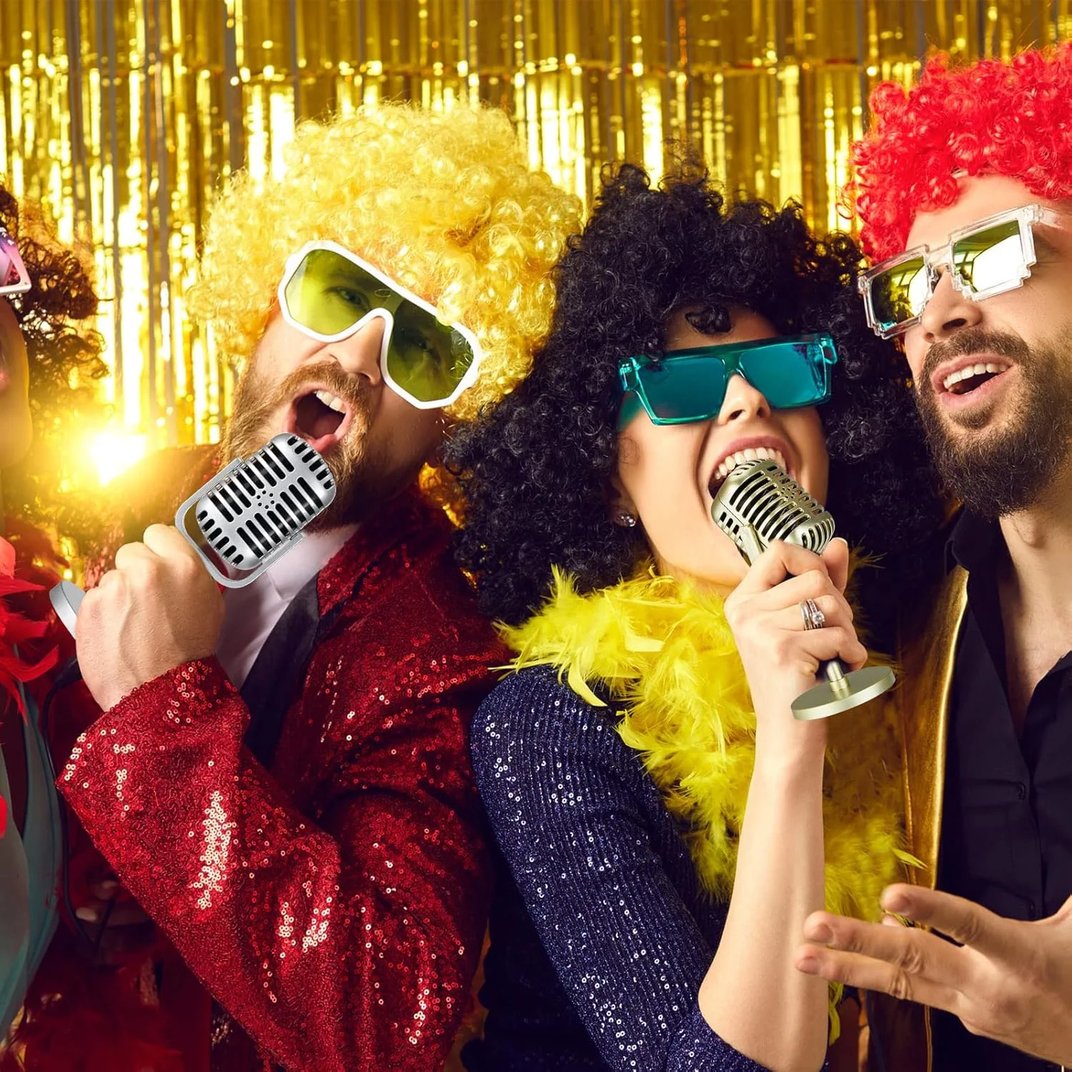 مدل میکروفون رترو Konohan، 3 عدد، میکروفون پلاستیکی تزئینی قدیمی، دکور میز استیج، میکروفون تزئینی عتیقه برای مهمانی، بازی نقش آفرینی، رنگ های متنوع، 16.5x8x8 سانتی متر