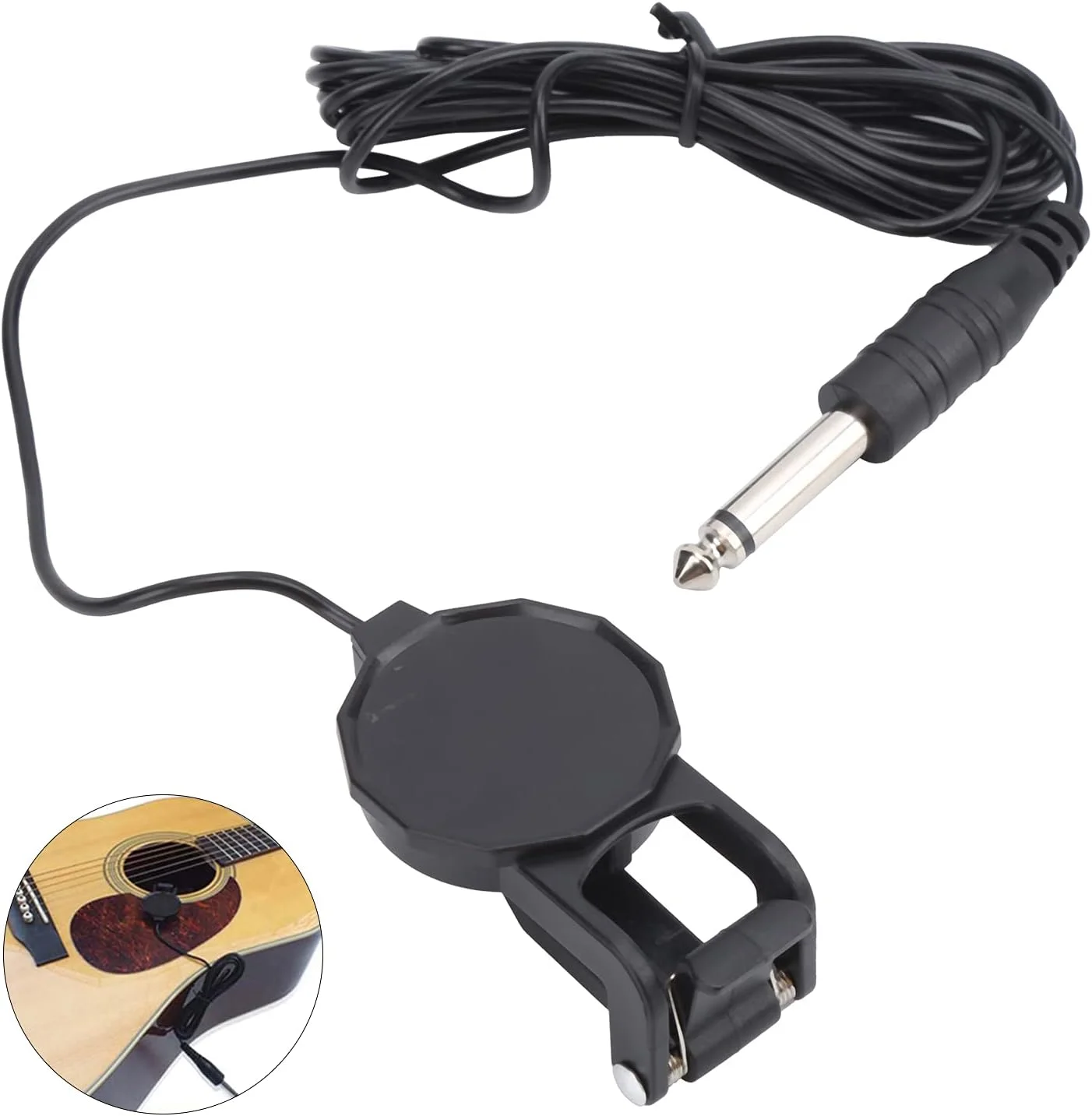 میکروفون گیره‌ای/نگهدارنده پیزو Jiawu برای گیتار آکوستیک، کیفیت صدای بهتر، سبک و قابل حمل، مناسب برای آموزش