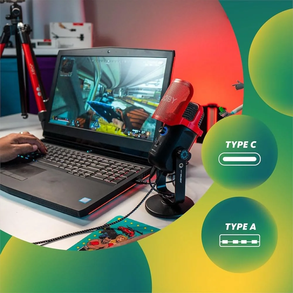 میکروفون USB کاندنسر JOBY Wavo POD برای استریمینگ و پادکست، با کنترل‌های قطع و وصل صدا و بهره، مانیتورینگ زنده، اتصال آسان برای PC و Mac، میکروفون ASMR، میکروفون‌های کاندنسر