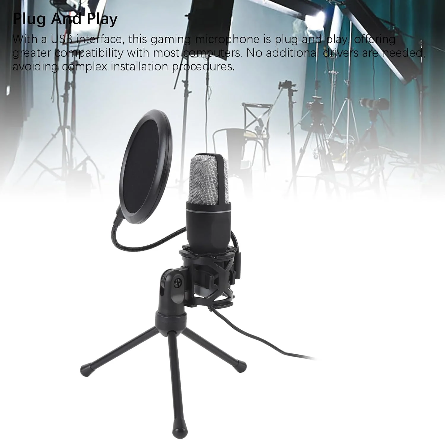 میکروفون USB گیمینگ Jiawu با نور RGB، میکروفون کاندنسر برای استودیو استریم، میکروفون کامپیوتر PC با قابلیت کاهش نویز برای گیمرها میکروفون USB گیمینگ Jiawu با نور RGB، میکروفون کاندنسر برای استودیو استریم، میکروفون کامپیوتر PC با قابلیت کاهش نویز برای گیمرها