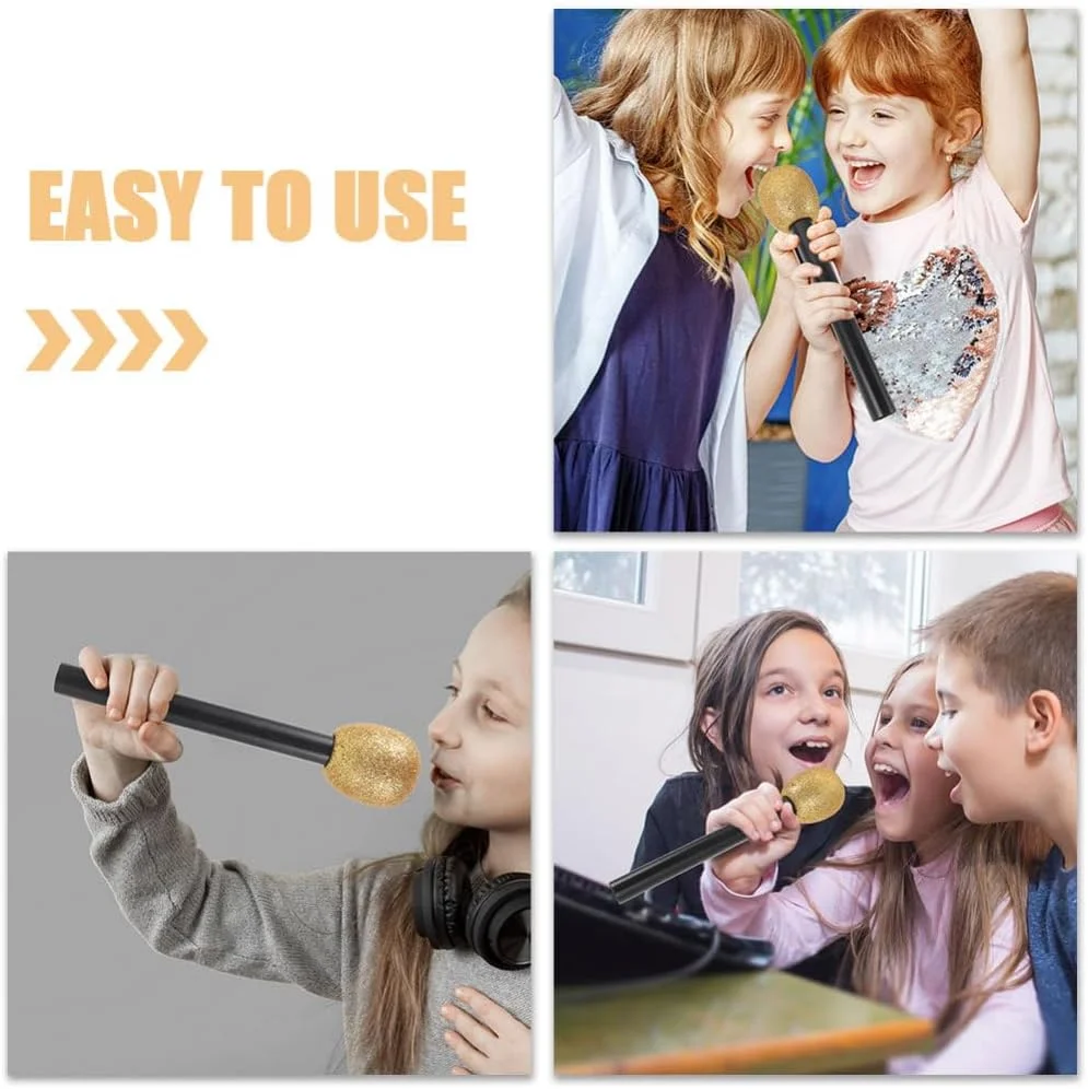 3 عدد میکروفون پلاستیکی تزئینی: میکروفون دکوری کارناوال، شبیه سازی مصنوعی برای اجرای صحنه، عکاسی، سخنرانی