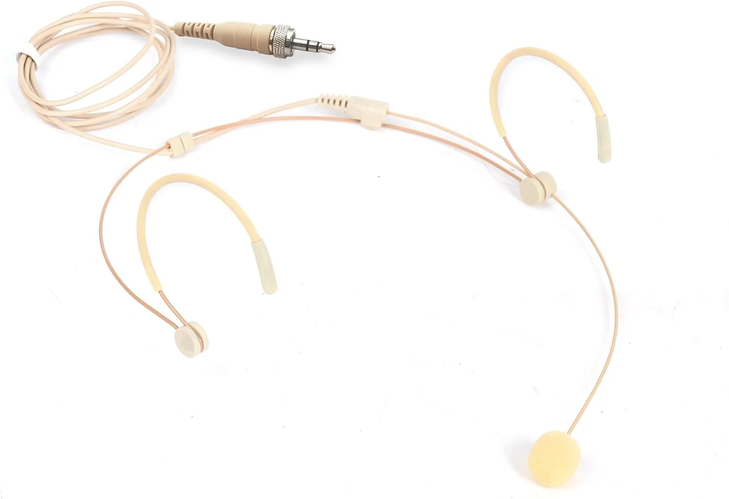 میکروفون هِدسِت بژ، میکروفون دو گوشی، میکروفون هِدسِت کاندنسر برای سیستم های بی سیم میکروفون ، ایده آل برای سخنرانی ها، بازیگران، تئاتر، پادکست ها