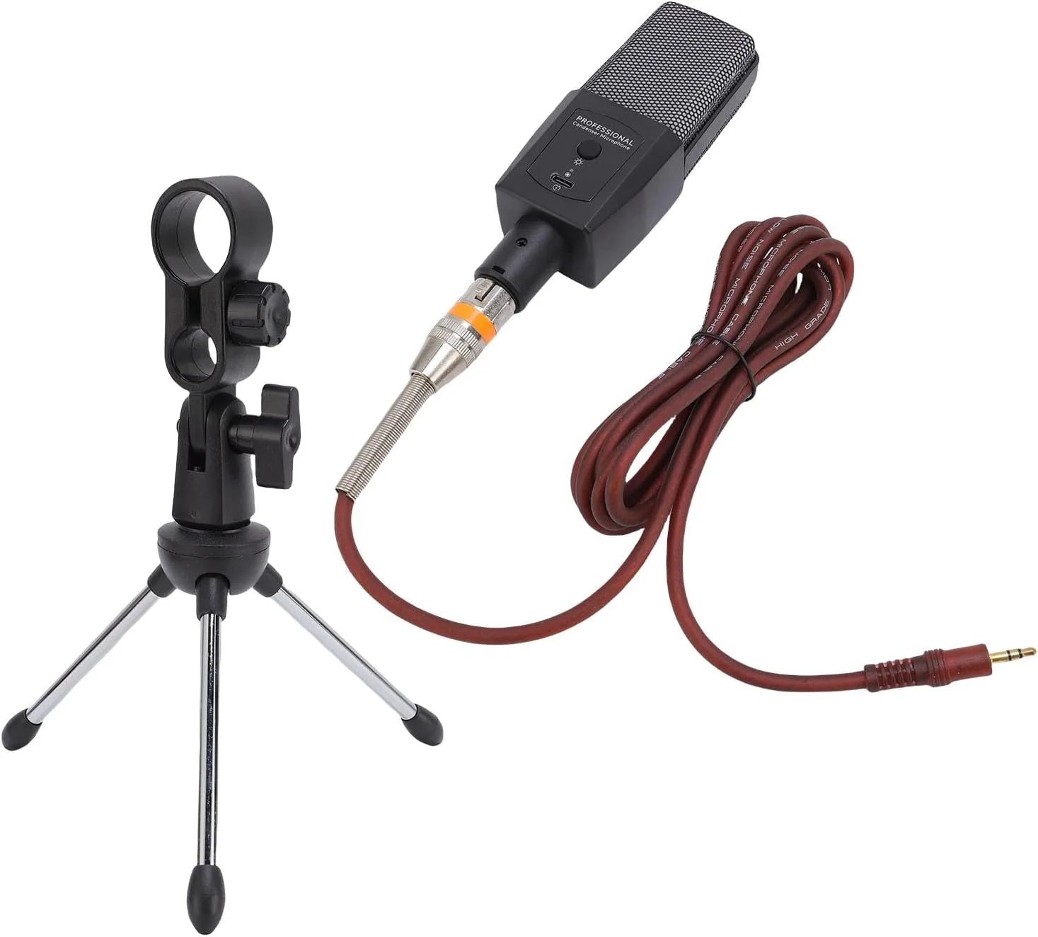 میکروفون خازنی USB جیاوو - میکروفون گیمینگ با نور RGB، جلوه های نورپردازی پویا، پایه سه پایه انعطاف پذیر برای استریمرها و تولیدکنندگان محتوا