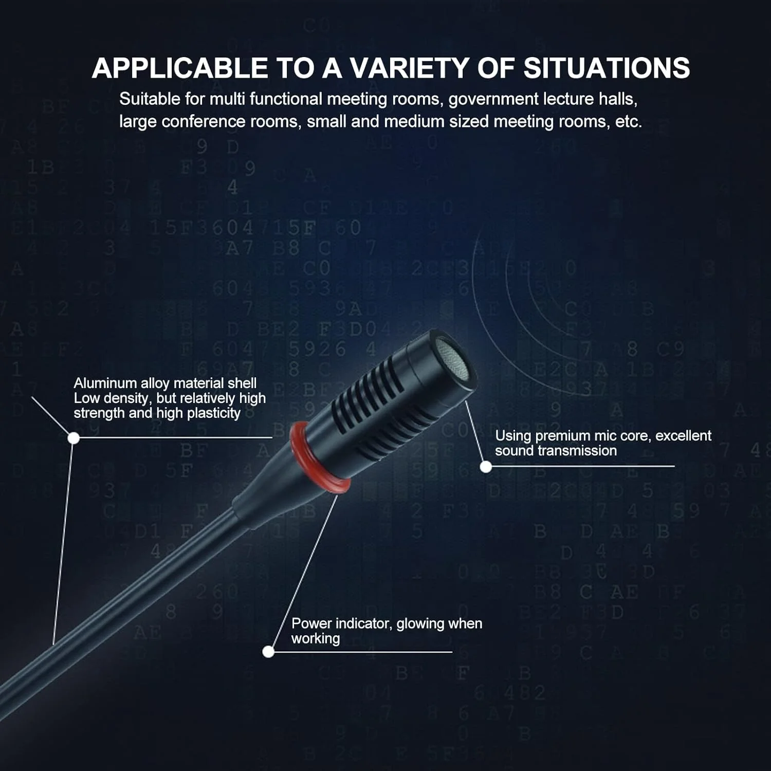 میکروفون گردن غازی JEOZBM، میکروفون های تریبونی انعطاف پذیر 16.5 اینچی، میکروفون کندانسور گردن غازی با فوم بادگیر برای پخش کنفرانس