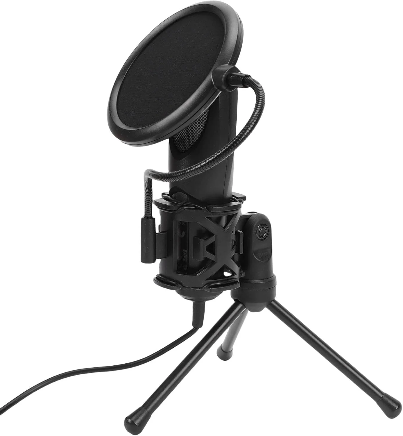 میکروفون گیمینگ USB کاندنسر RGB مدل Jiawu با فیلتر پاپ و پایه سه پایه تقویت شده، میکروفون گیمینگ برای پادکست و استریم، RGB رومیزی