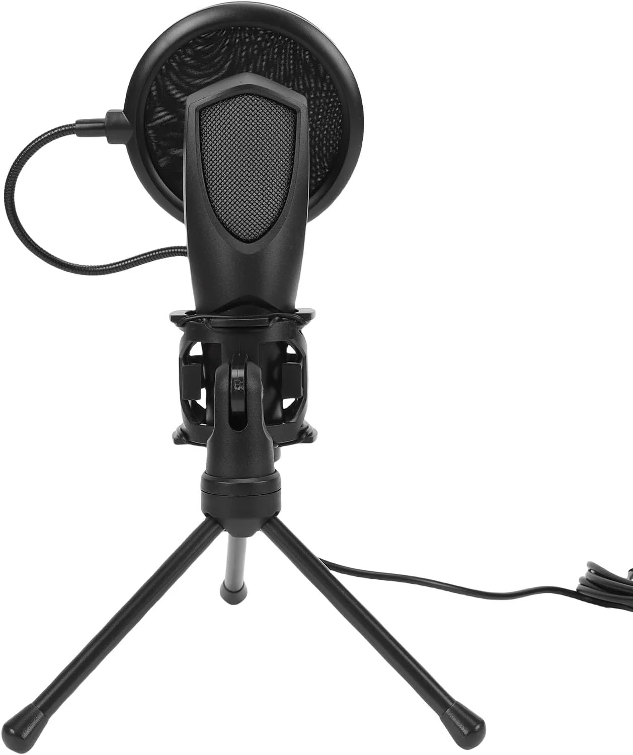 میکروفون گیمینگ USB کاندنسر RGB مدل Jiawu با فیلتر پاپ و پایه سه پایه تقویت شده، میکروفون گیمینگ برای پادکست و استریم، RGB رومیزی