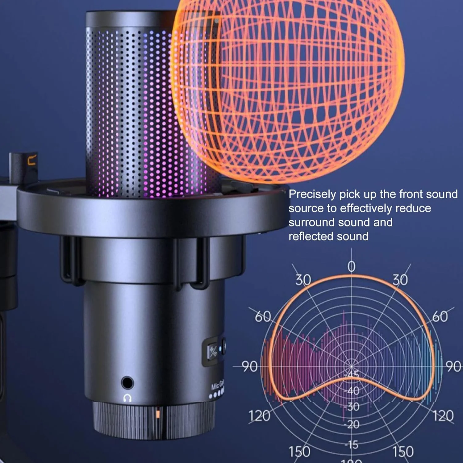 میکروفون USB بی سیم Jectse EJoy Uni Pro با قابلیت کاهش نویز تک کلیدی و نورپردازی RGB پویا برای پخش زنده، میکروفون کاندنسر گیمینگ برای گیمرها/استریمرها - قرمز