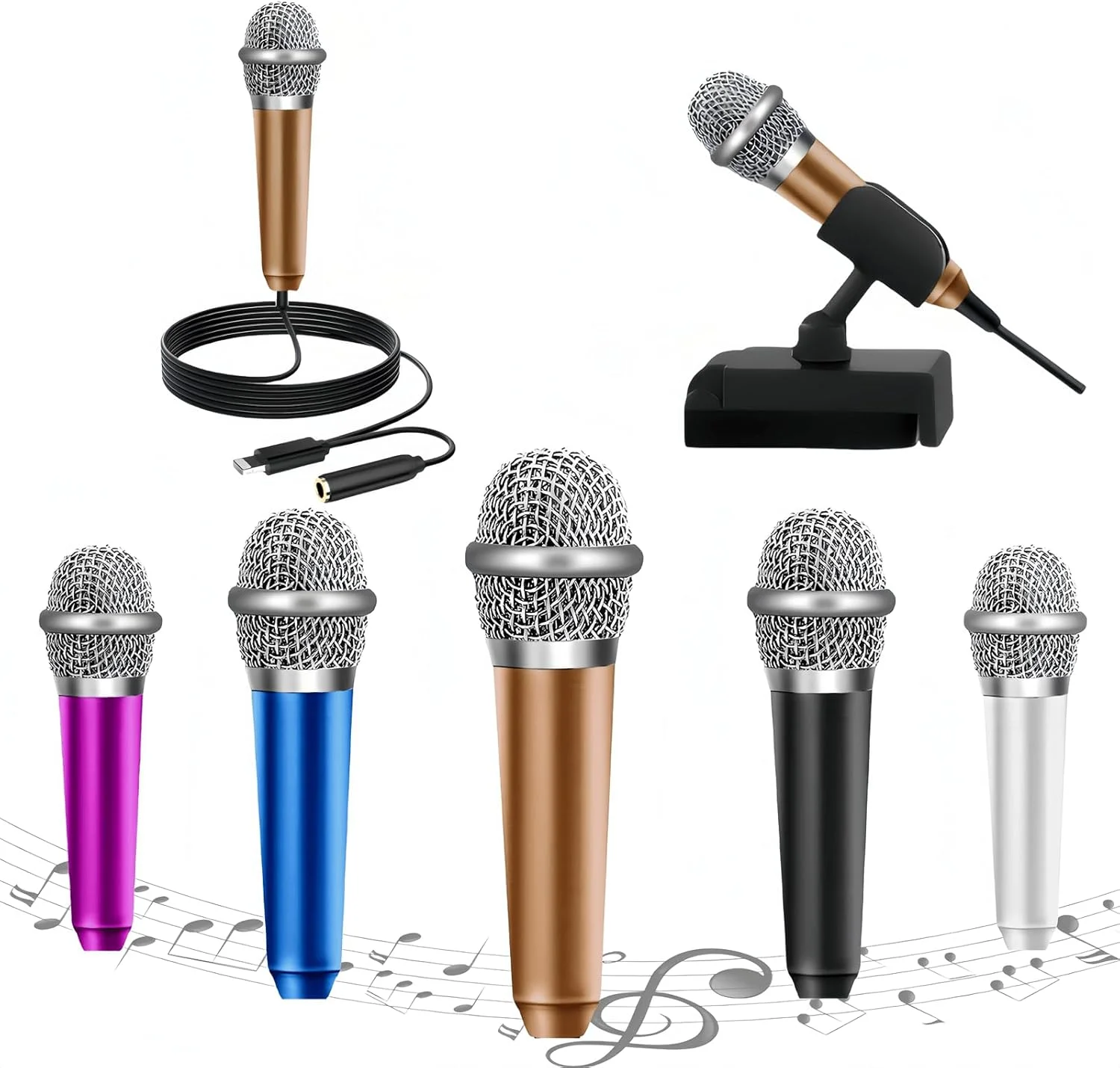 میکروفون مینیاتوری برای آیفون، میکروفون کوچک، میکروفون ASMR، قابل استفاده برای آواز خواندن، ضبط ویدیو یا صدا، تماس های صوتی، یوتیوب، وبلاگ (طلایی رز)