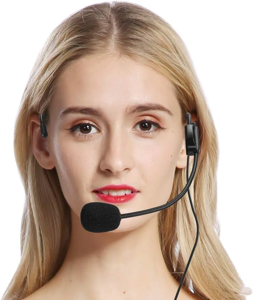 میکروفون مینی XLR 3 پین TA3F هدست مینی برای اجرا، 2 عدد میکروفون تقویت کننده برای ورزش، ABS + فلز