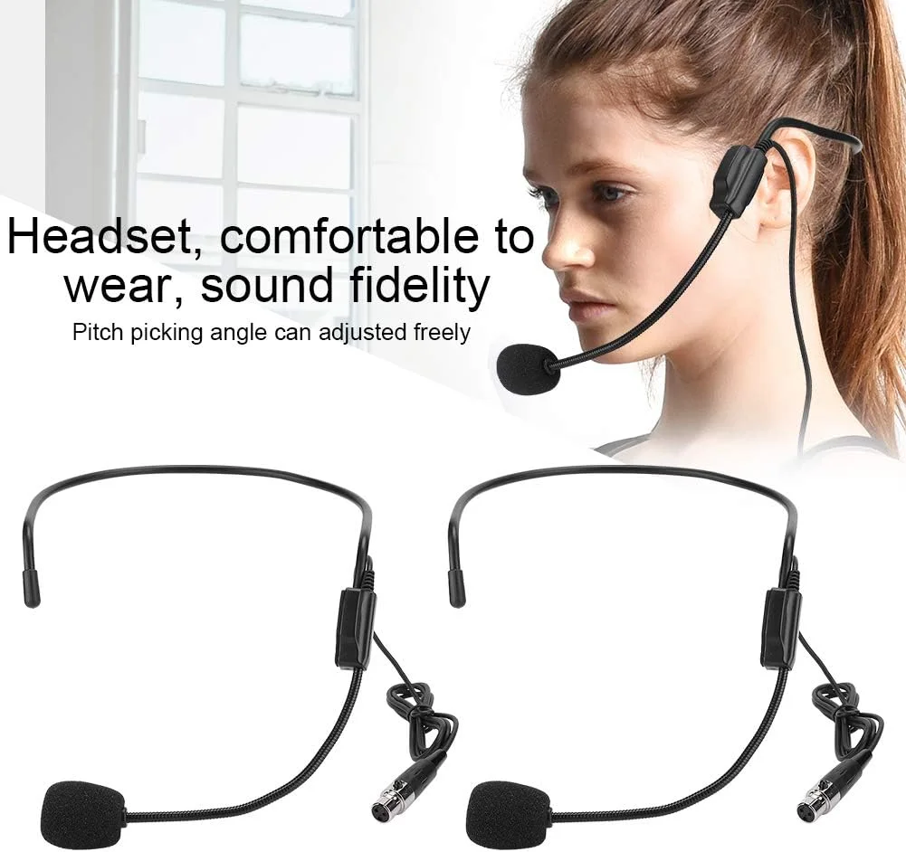 میکروفون مینی XLR 3 پین TA3F هدست مینی برای اجرا، 2 عدد میکروفون تقویت کننده برای ورزش، ABS + فلز