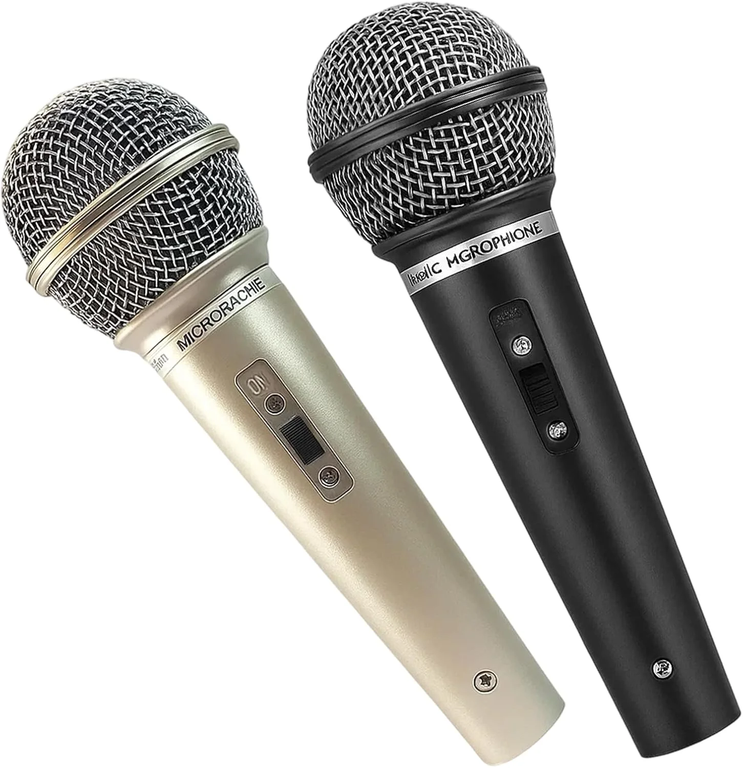 میکروفون اسباب بازی کودکانه، بسته 2 عددی میکروفون اسباب بازی برای کودکان، وسایل بازی نقش آفرینی برای جشن تولد، اجراهای صحنه ای و جشن های خانوادگی، میکروفون پلاستیکی 17 سانتی متری