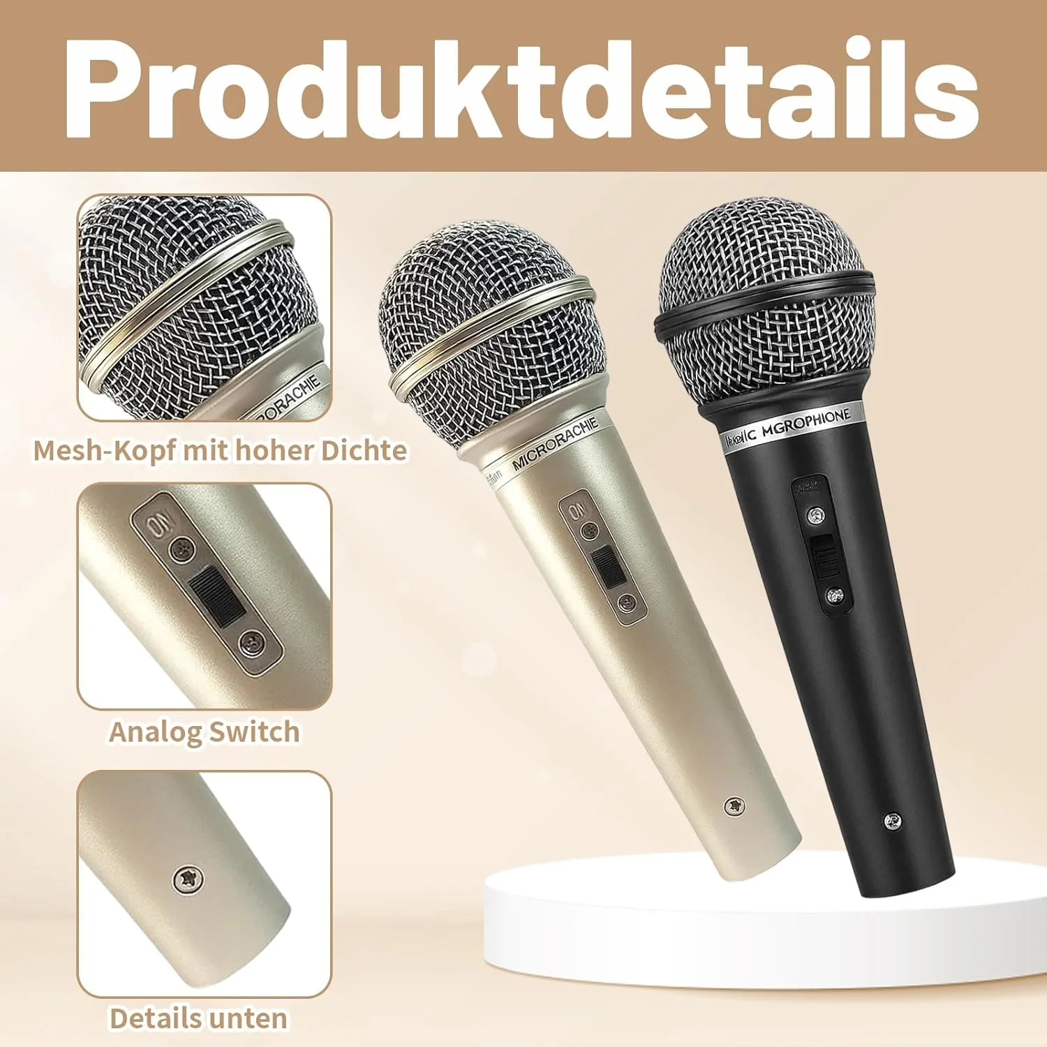 میکروفون اسباب بازی کودکانه، بسته 2 عددی میکروفون اسباب بازی برای کودکان، وسایل بازی نقش آفرینی برای جشن تولد، اجراهای صحنه ای و جشن های خانوادگی، میکروفون پلاستیکی 17 سانتی متری