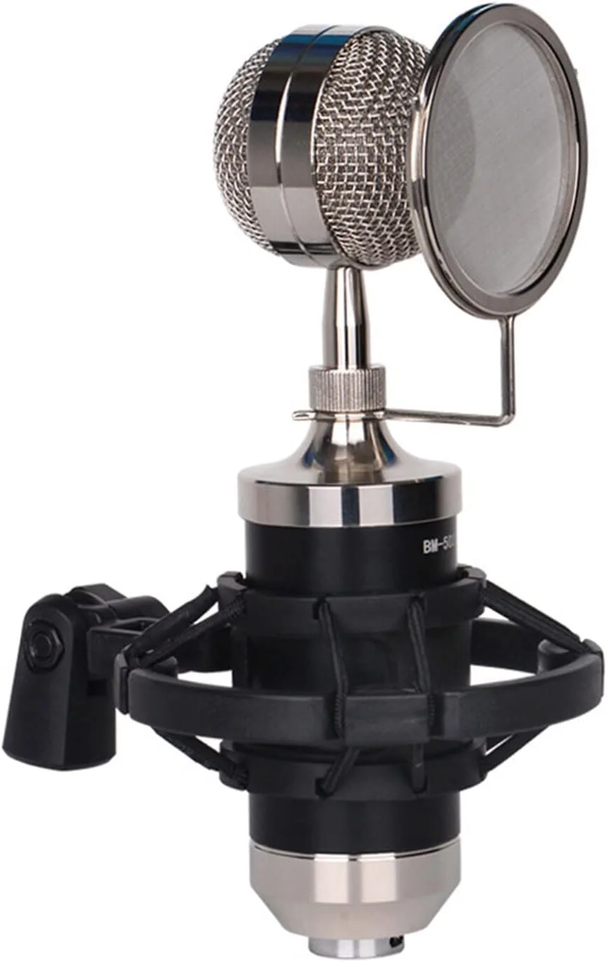 کیت میکروفون کاندنسر کاردیوئید Irovami با لرزه گیر پلاستیکی و پاپ فیلتر، میکروفون حساس با نویز کم برای وکال، پخش زنده، خوانندگی، پخش و ساز موسیقی - مشکی