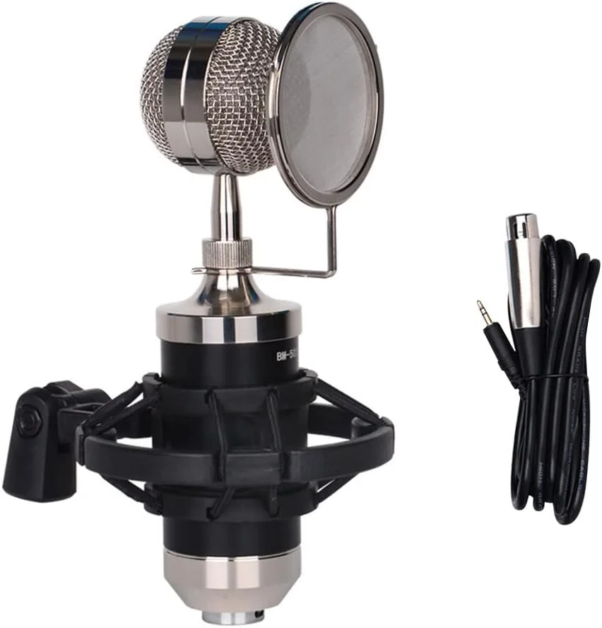 کیت میکروفون کاندنسر کاردیوئید Irovami با لرزه گیر پلاستیکی و پاپ فیلتر، میکروفون حساس با نویز کم برای وکال، پخش زنده، خوانندگی، پخش و ساز موسیقی - مشکی