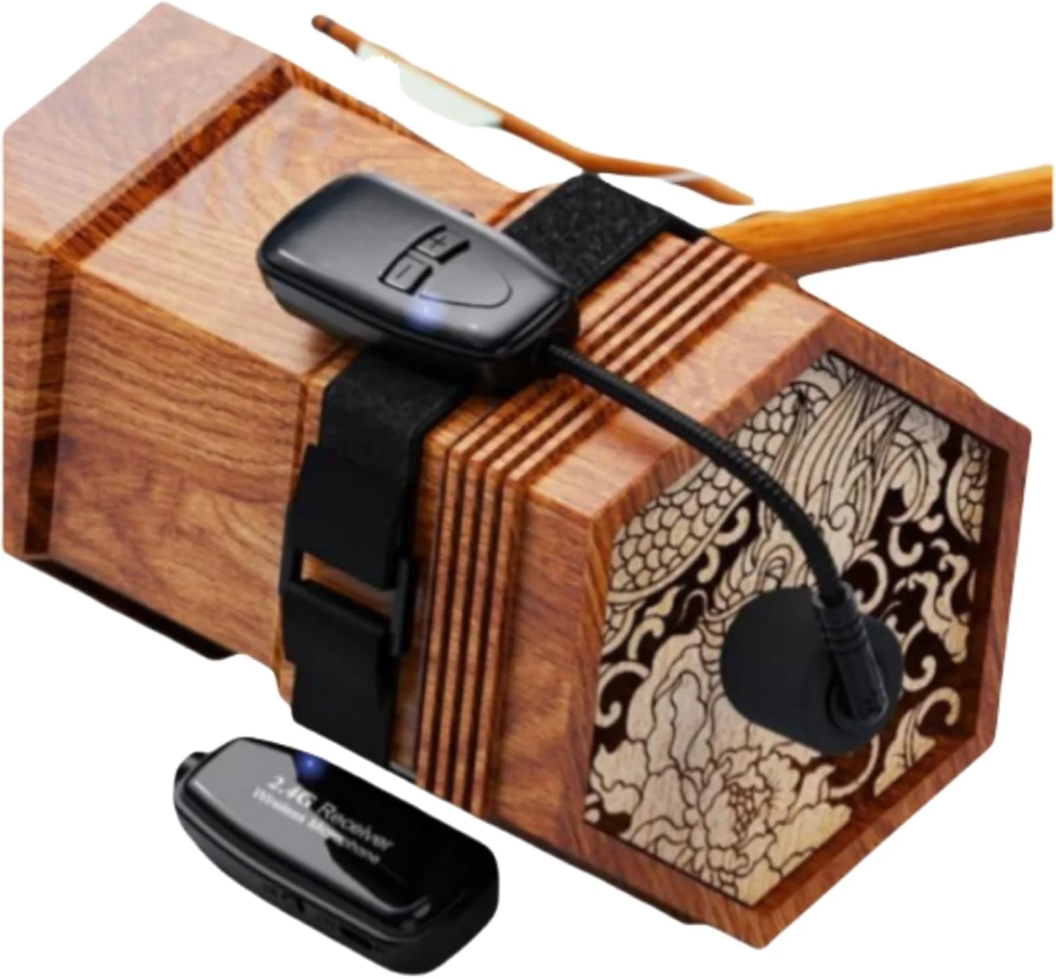 میکروفون ساز بی سیم CCYLEZ، میکروفون ویولن با کاهش نویز، جمع و جور قابل شارژ 12 ساعته، ضد تداخل، آداپتور 3.5 میلی متری به 6.35 میلی متری