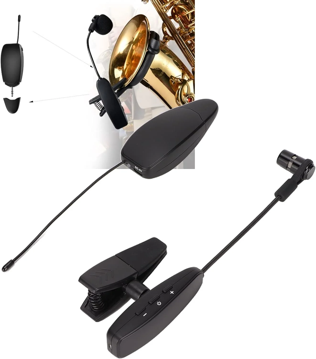 میکروفون ساز، میکروفون کندانسور گیره ای ABS UHF با قابلیت چرخش 360 درجه برای ترومپت و ساکسیفون مناسب برای سرگرمی های شخصی