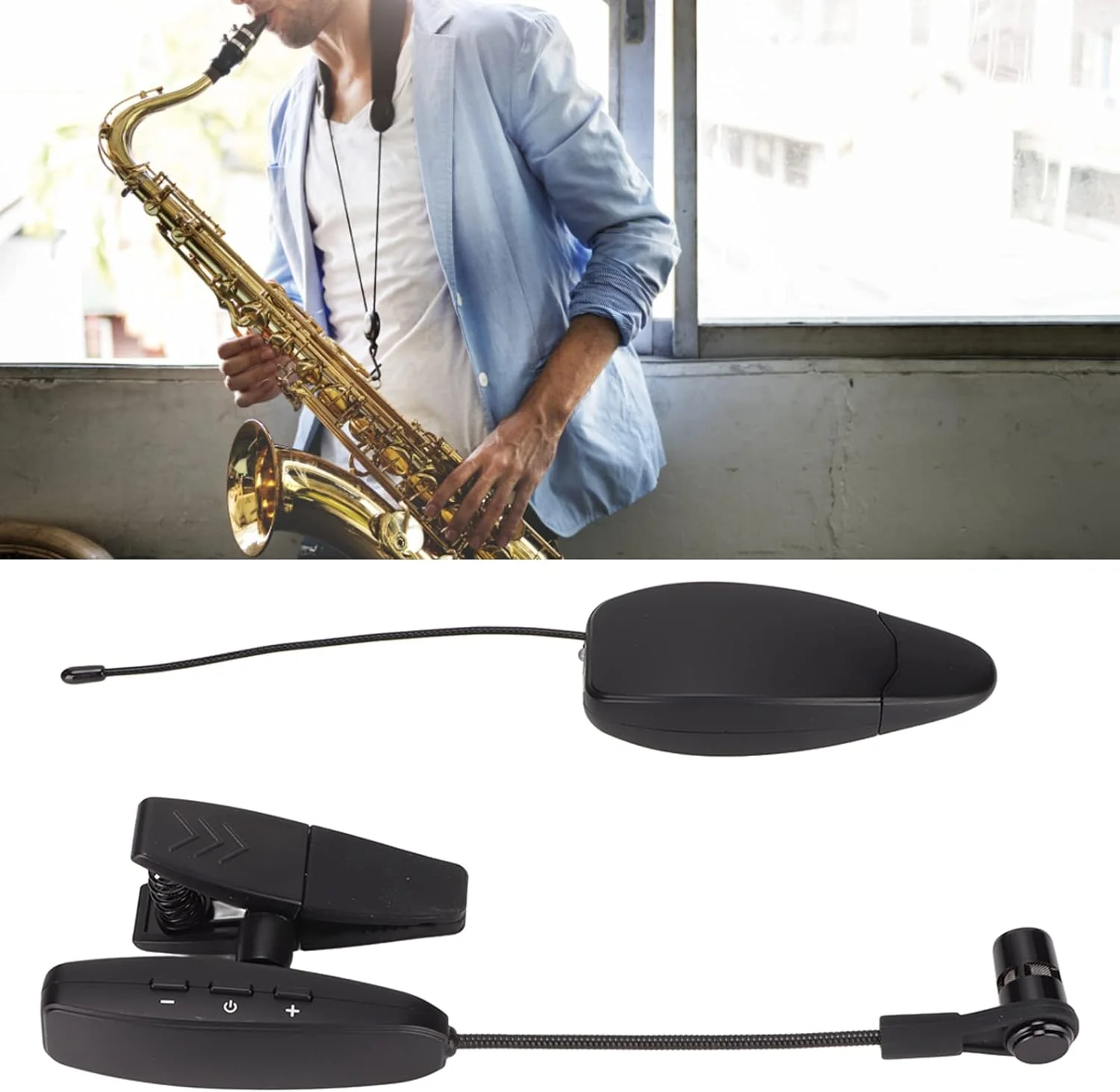 میکروفون ساز، میکروفون کندانسور گیره ای ABS UHF با قابلیت چرخش 360 درجه برای ترومپت و ساکسیفون مناسب برای سرگرمی های شخصی