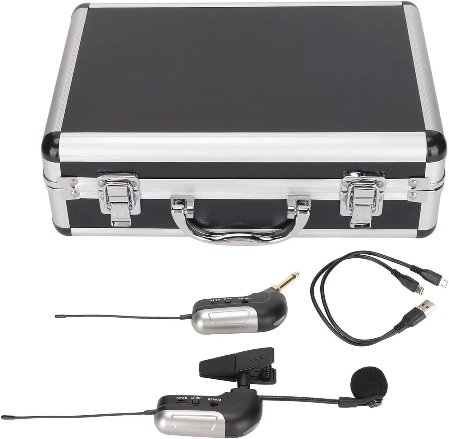 میکروفون ساز، میکروفون کندانسور گیره ای UHF، اتصال خودکار، طراحی انعطاف پذیر، میکروفون ساز گیره ای ثابت چرخان 360 درجه برای ساکسیفون ترومپت کلارینت ویولن