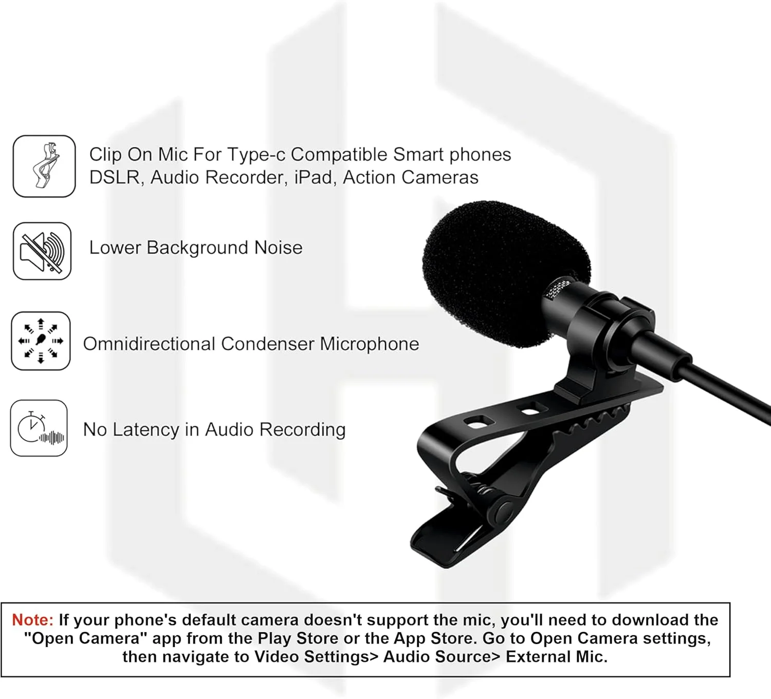 میکروفون یقه‌ای خازنی HUMBLE HB-C01 برای اندروید، میکروفون USB Type C برای ولاگ یوتیوب، مصاحبه فیسبوک، پخش زنده ویدیو و همه (1.5 متر) بسته 2 عددی