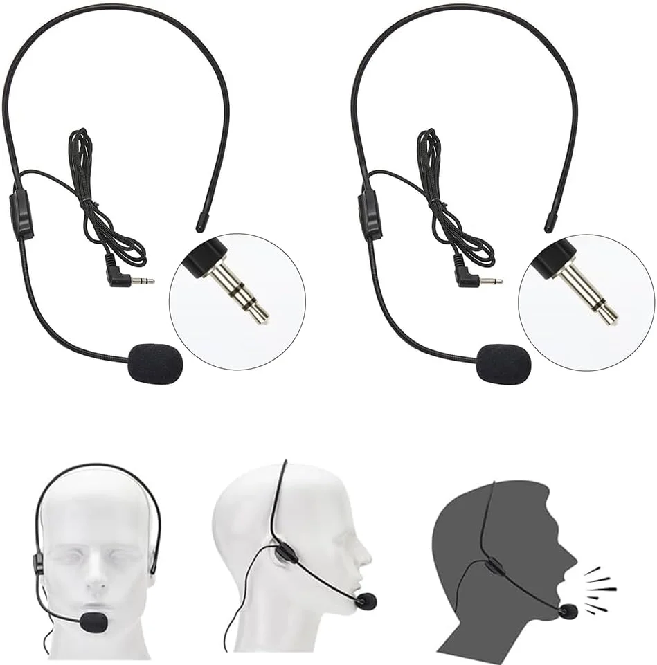 میکروفون کندانسور YYPJ-02، بوم سیمی انعطاف پذیر (اتصال استاندارد جک 3.5 میلی متری) برای سیستم های کمربندی میکروفون (2 عدد هدست)