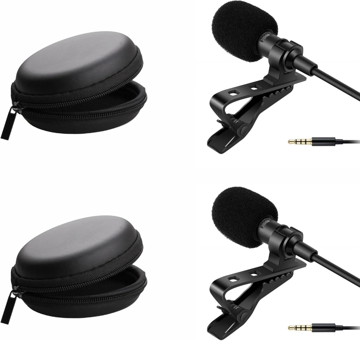میکروفون یقه‌ای خازنی HUMBLE HB-M01 برای اندروید، میکروفون USB 3.5 میلی‌متری برای تولید محتوای ویدیویی یوتیوب، فیسبوک، مصاحبه، پخش زنده و همه موارد (1.5 متر) بسته 2 عددی
