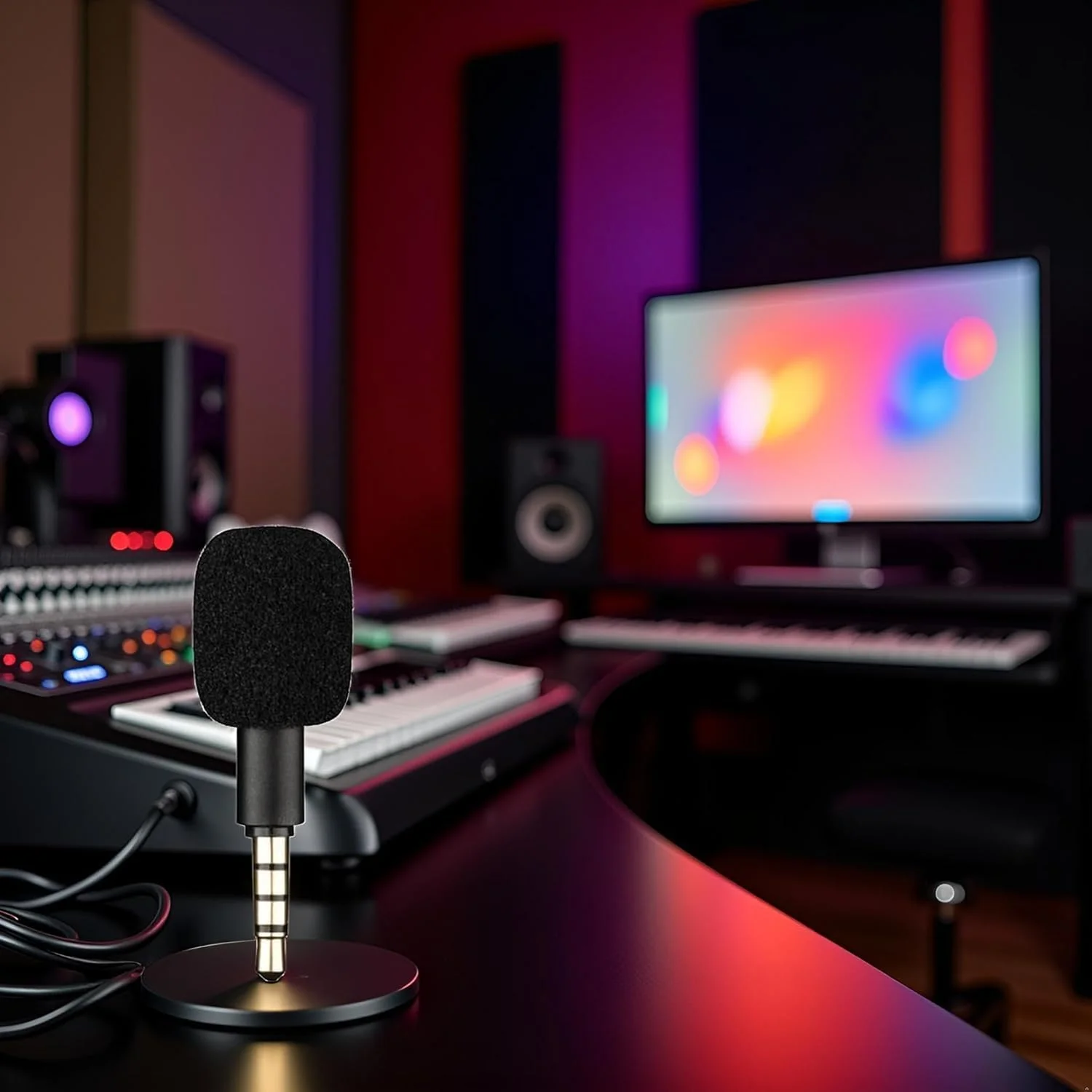 میکروفون کوچک قابل حمل مشکی 4 پل با جک 3.5 میلی متری Aux، میکروفون کارائوکه 4 پل/ 3 پل برای ضبط کننده، تلفن همراه، تلفن هوشمند، کامپیوتر، لپ تاپ، میکروفون های کندانسور، لوازم جانبی میکروفون