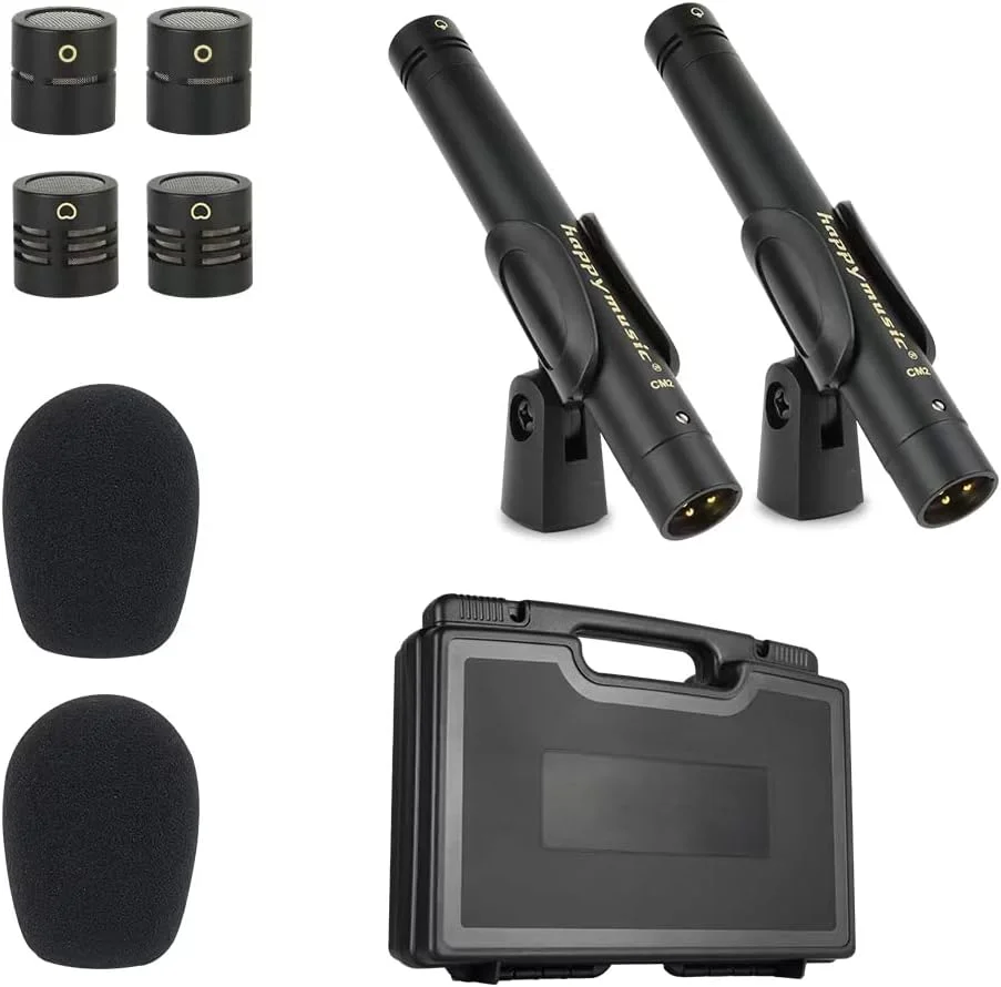 میکروفون کندانسر دیافراگم کوچک happymusic CM2، میکروفون استریو برای ضبط پیانو و سازهای کوبه ای، نوع مدادی