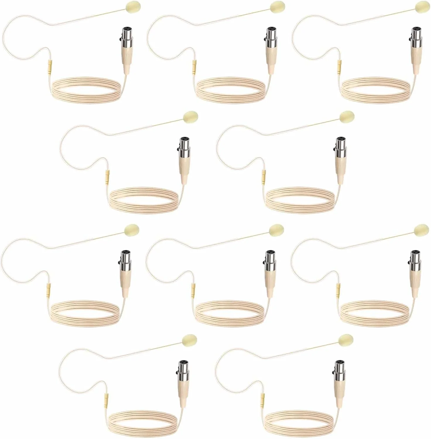 بسته 10 عددی میکروفون هدست تک گوشی با مینی XLR 3 پین TA3F، میکروفون کندانسور آویز گوشی