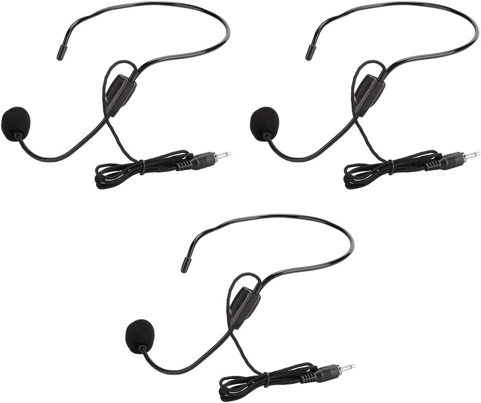 میکروفون هدست، میکروفون هدست ABS + فلز 3 عددی، میکروفون کندانسور سیمی با جک 3.5 میلی متری برای راهنمای خرید